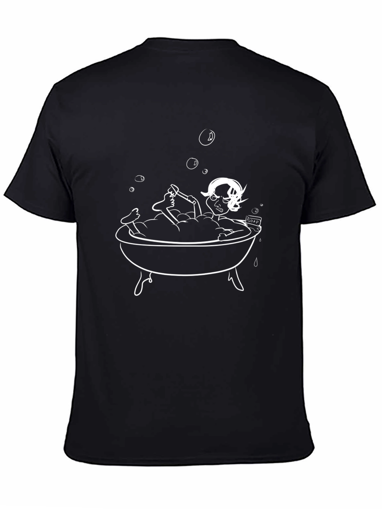 Fun Cartoon Bathtub Black T-Shirt