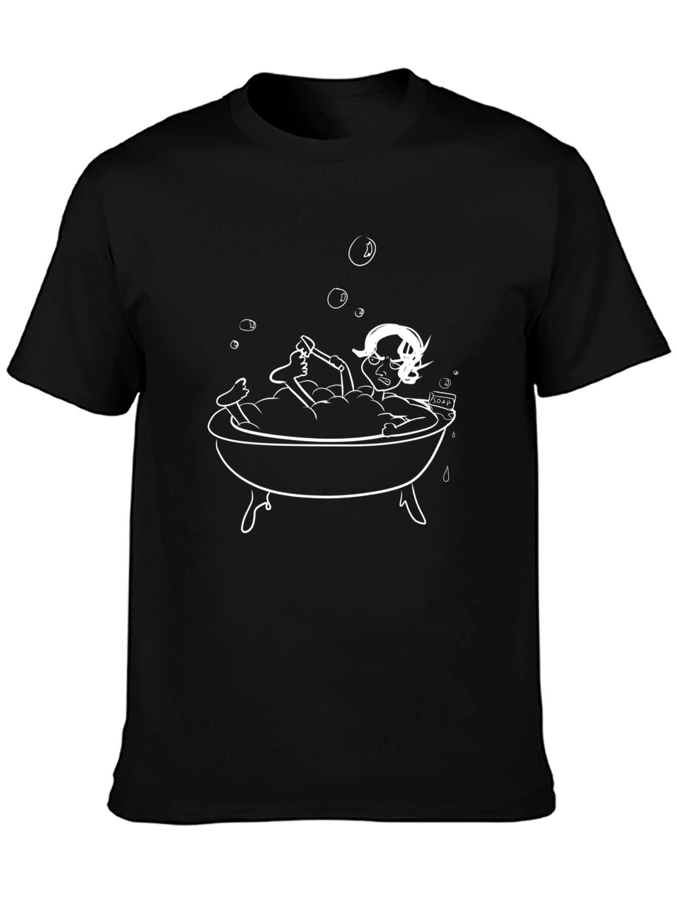 Fun Cartoon Bathtub Black T-Shirt