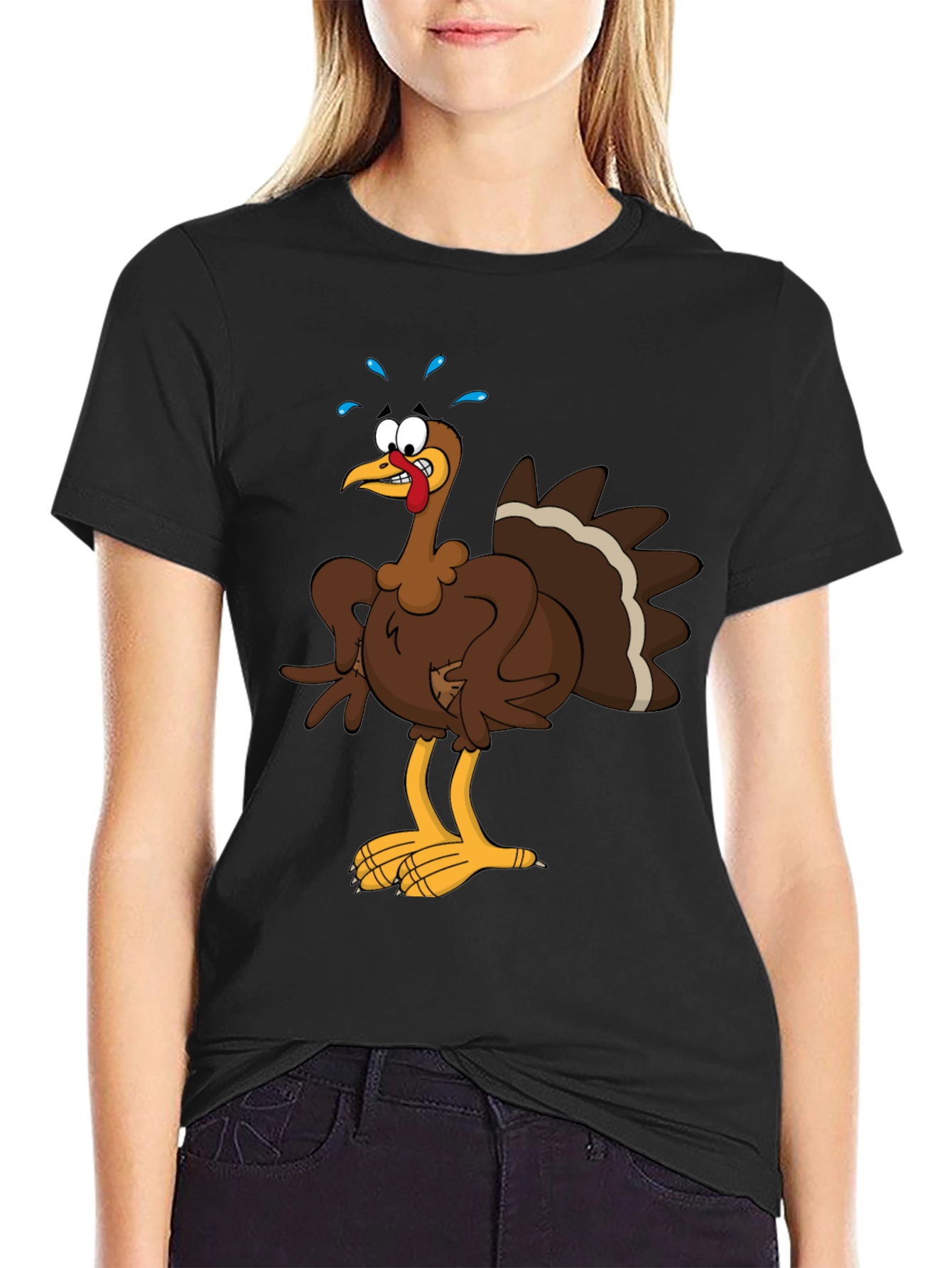 Turkey Cartoon Graphic Tee - Thanksgiving Apparel