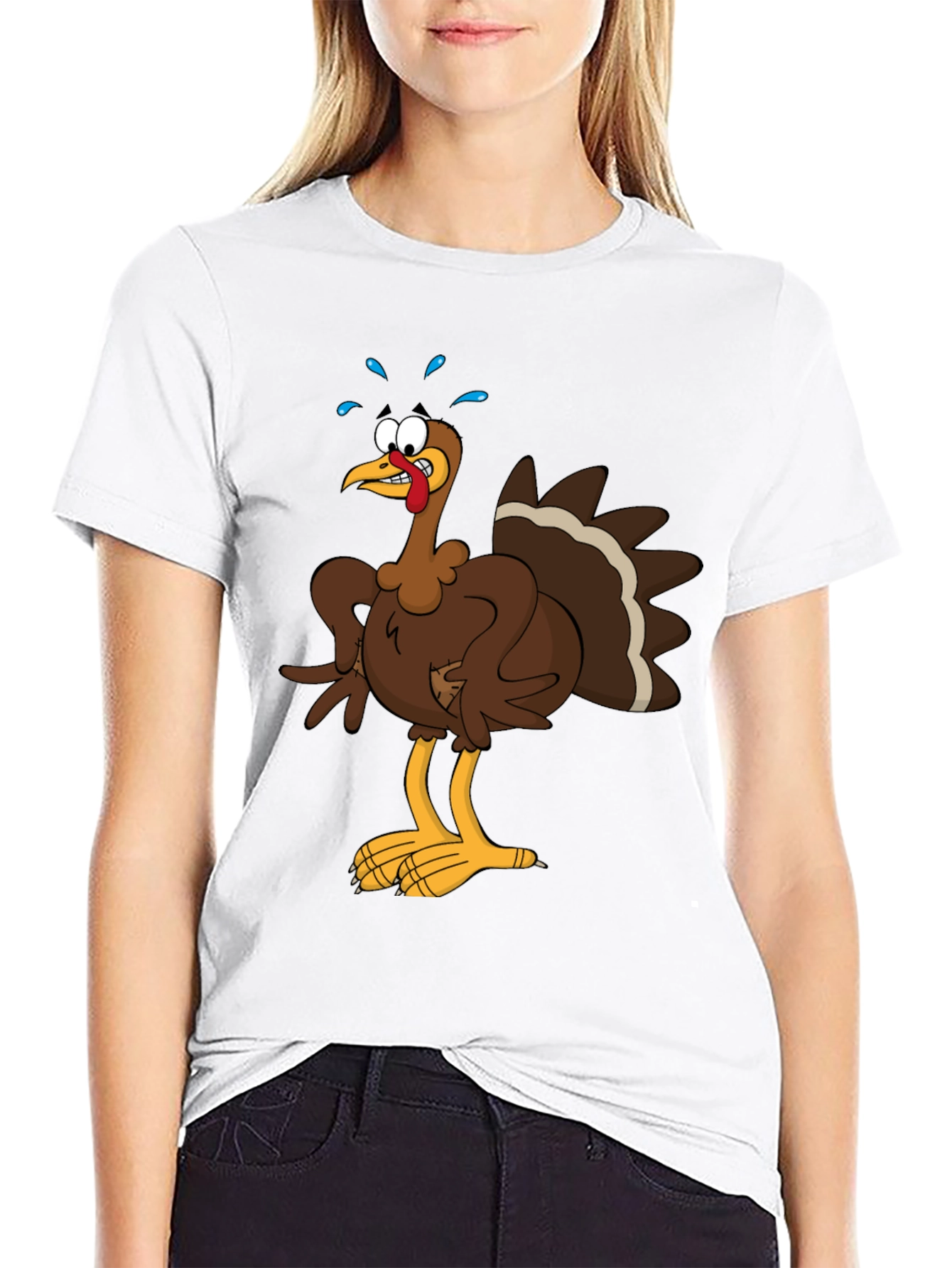 Turkey Cartoon Graphic Tee - Thanksgiving Apparel