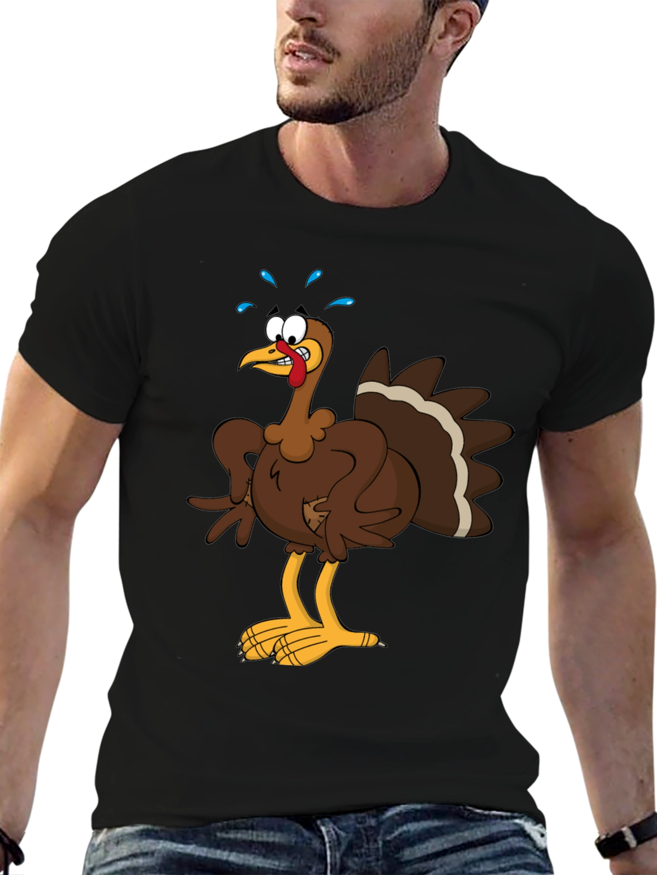 Turkey Cartoon Graphic Tee - Thanksgiving Apparel