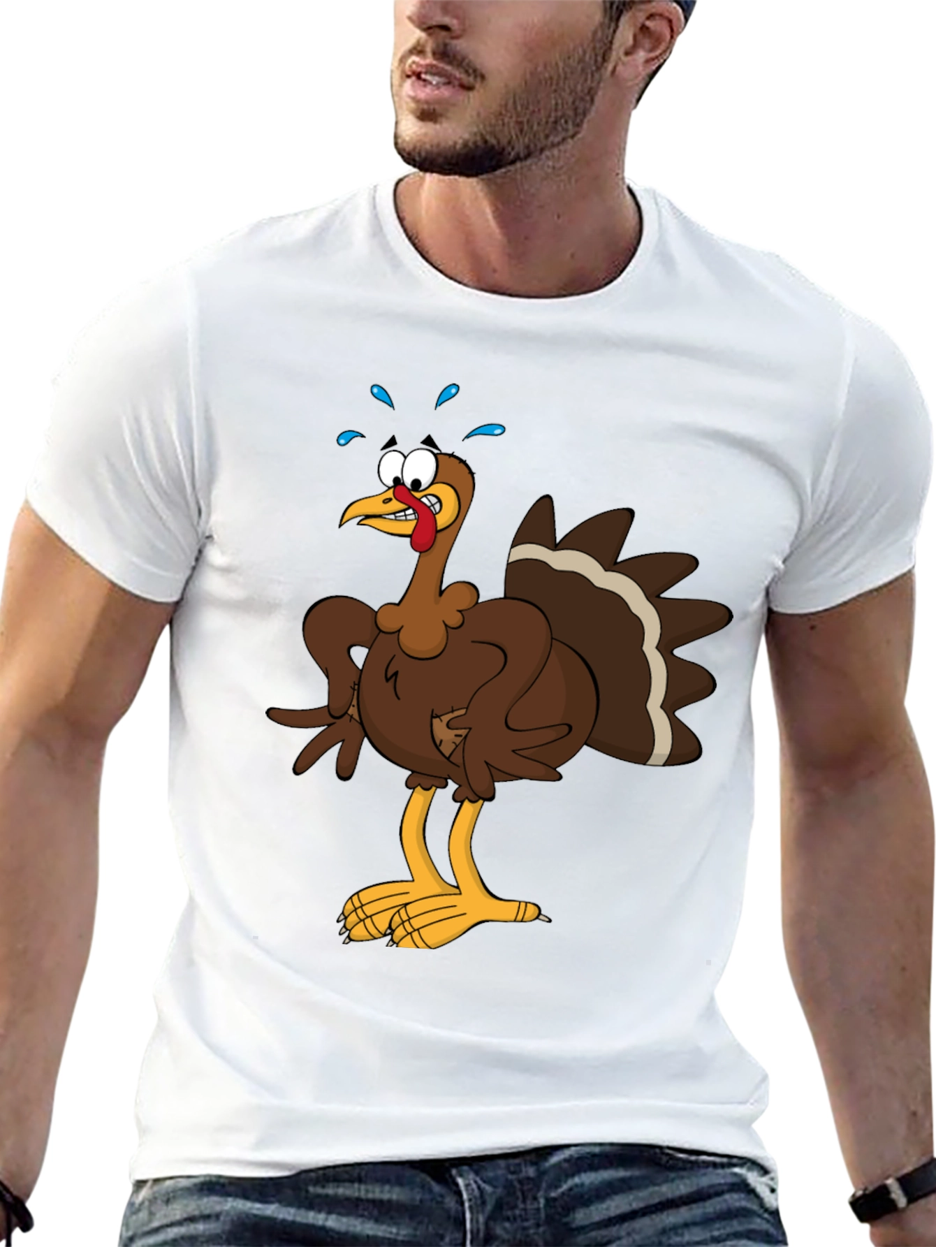 Turkey Cartoon Graphic Tee - Thanksgiving Apparel