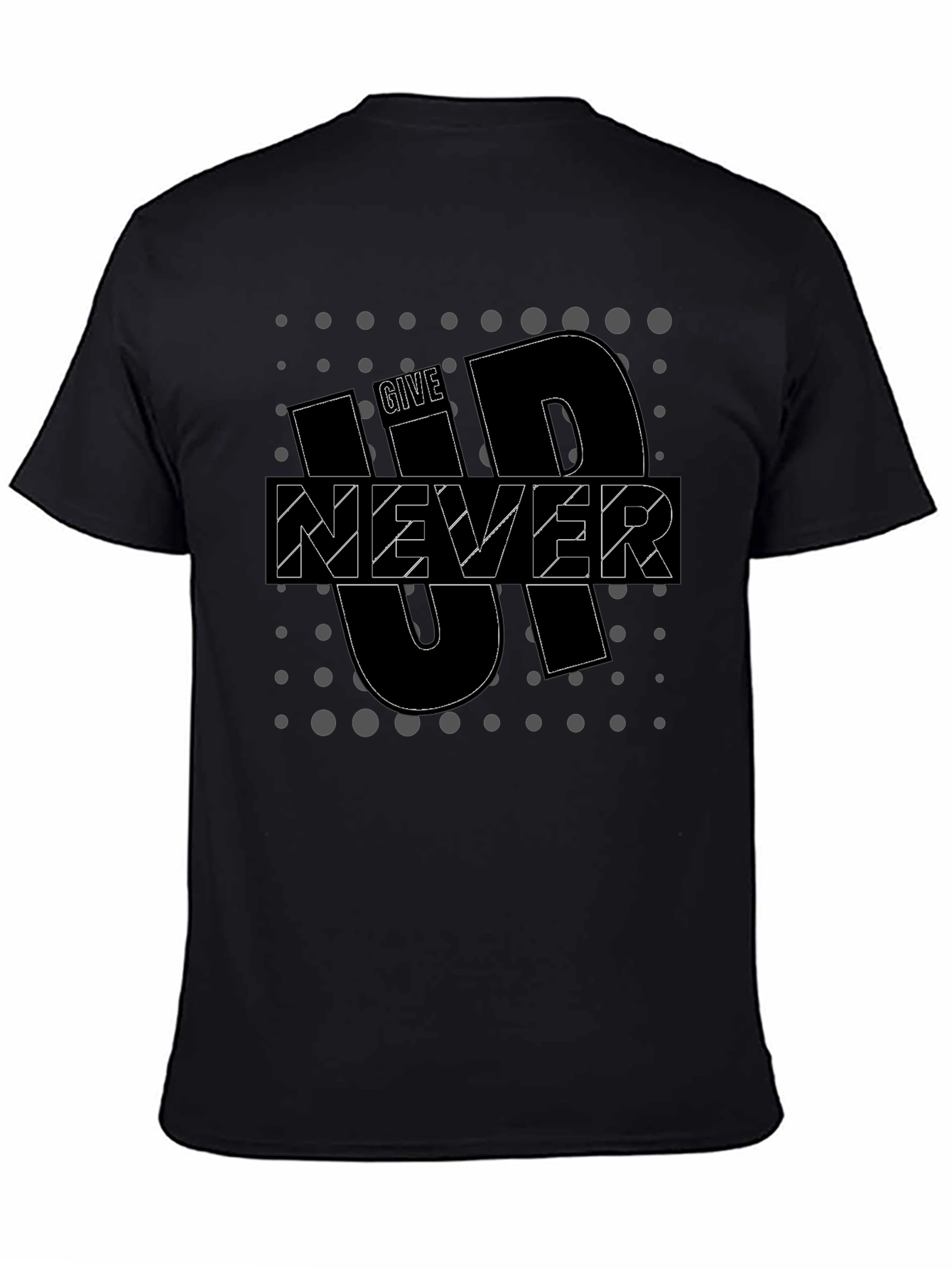 Motivational Black T-Shirt - Never Give Up