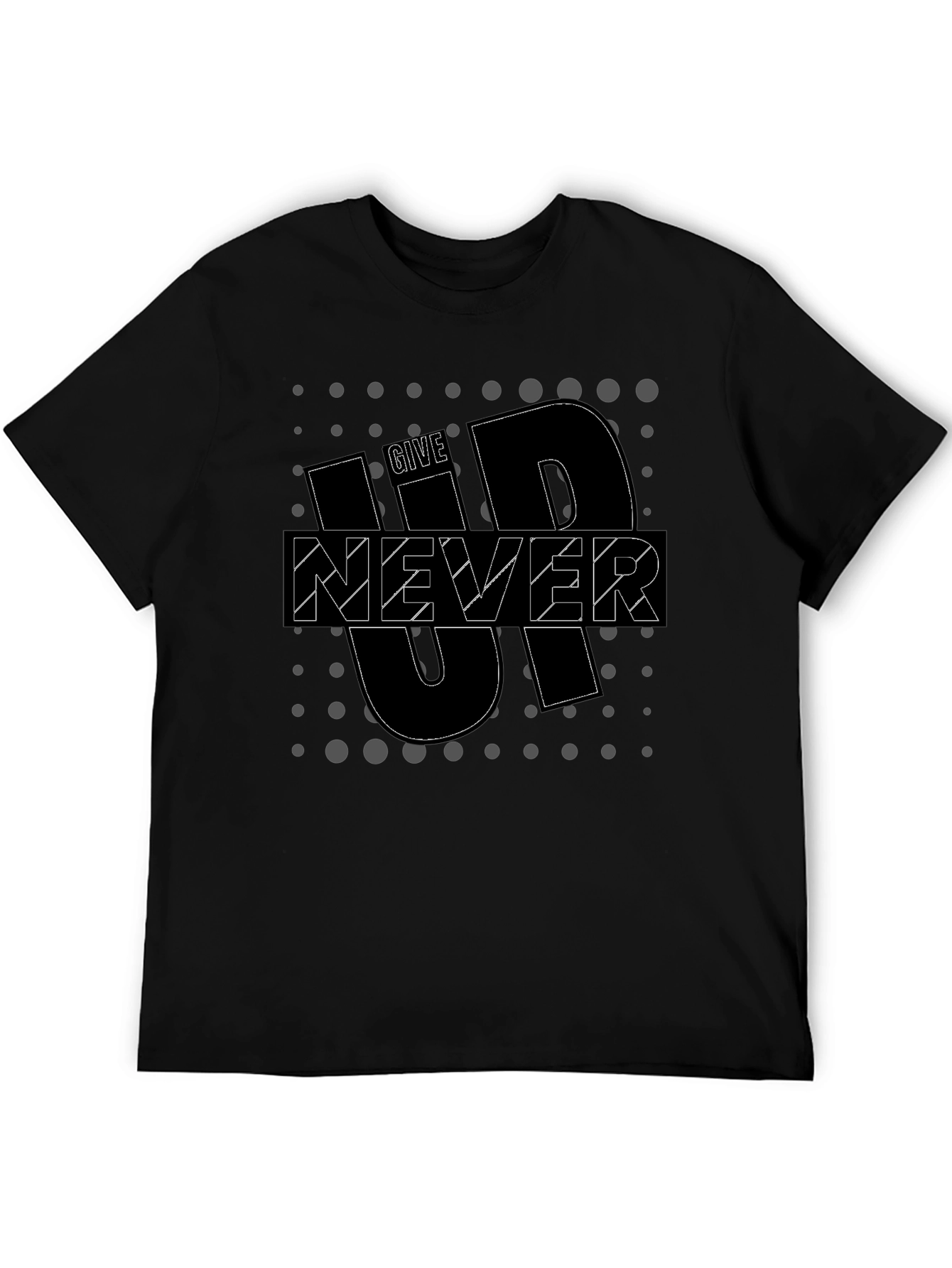 Motivational Black T-Shirt - Never Give Up
