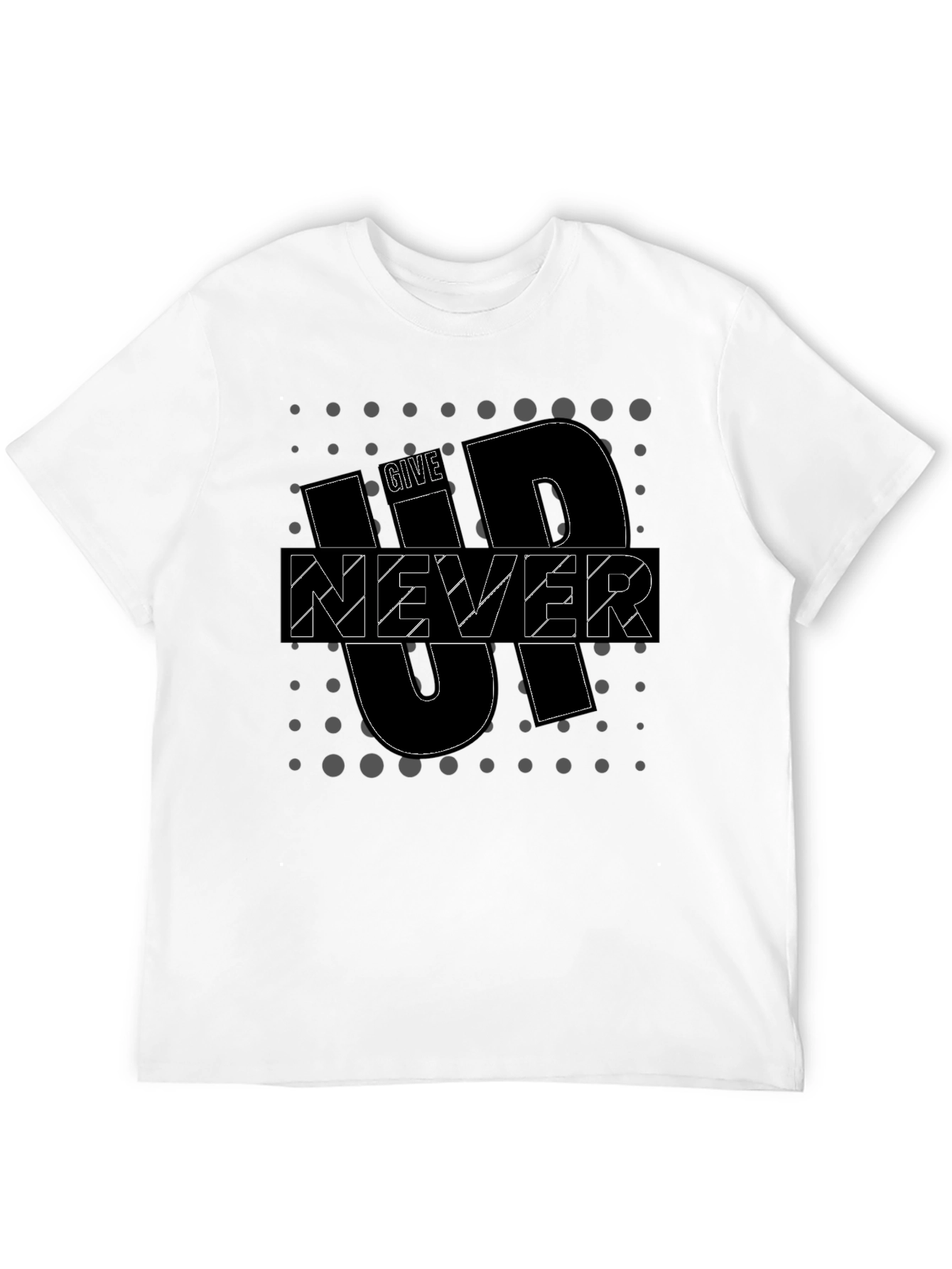 Motivational Black T-Shirt - Never Give Up