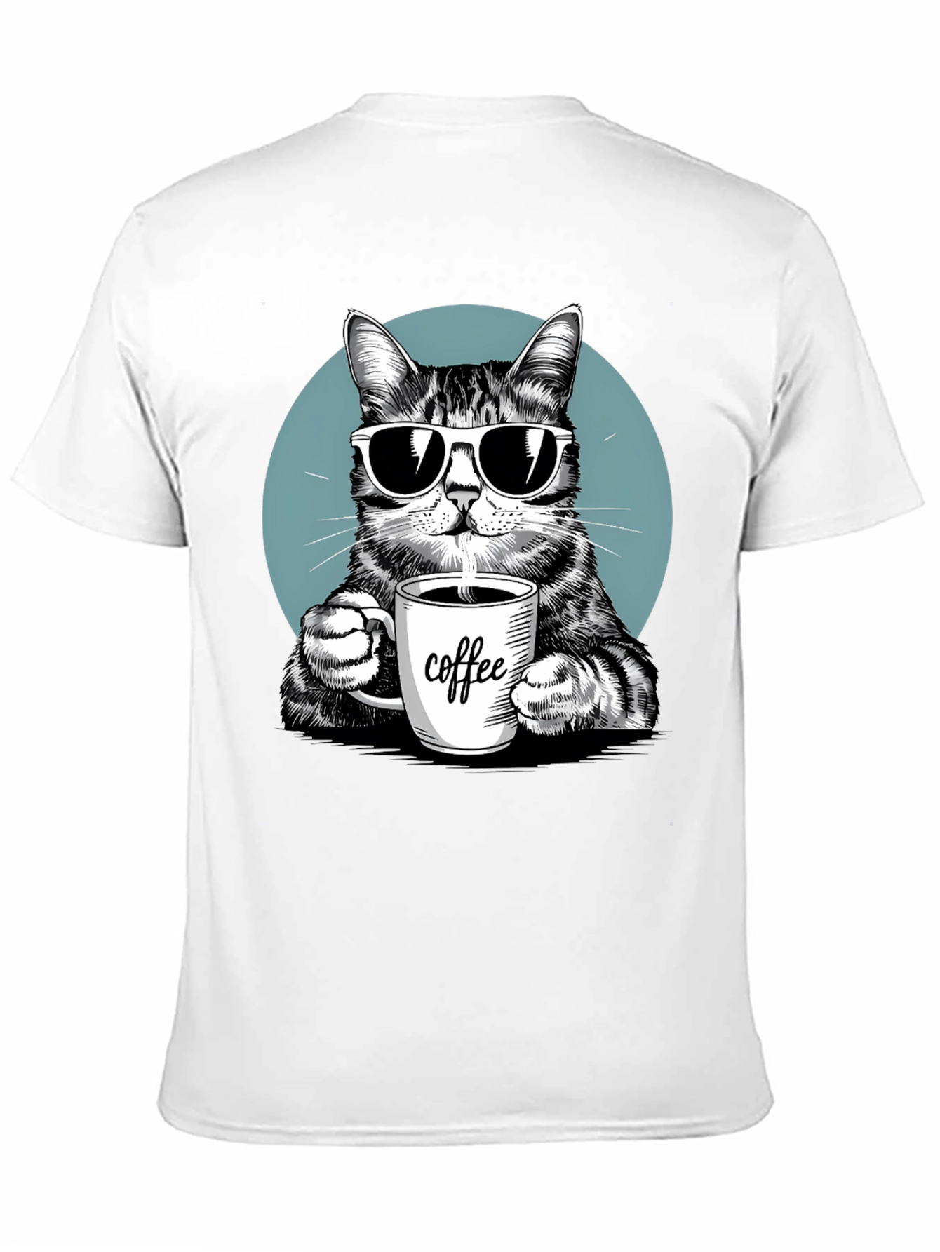 Cool Cat Coffee Lover Graphic T-Shirt
