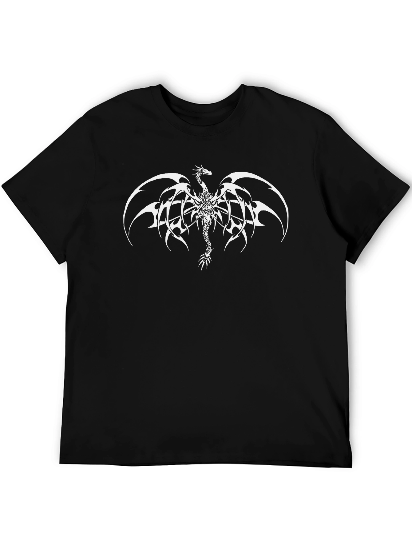 Dragon Print Graphic Tee - Black Casual Style