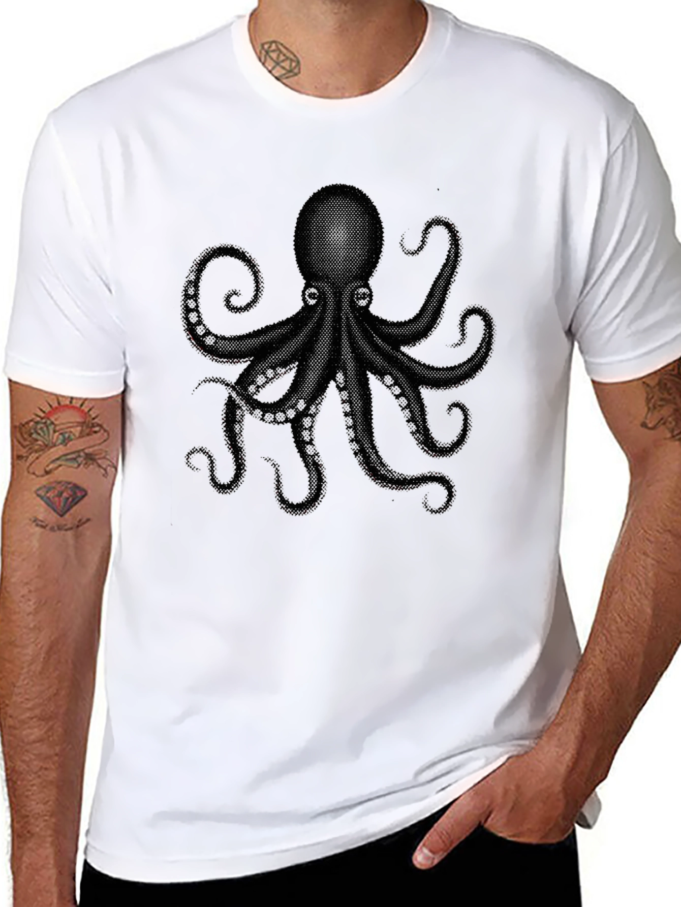 Octopus Graphic Black T-Shirt - Mens