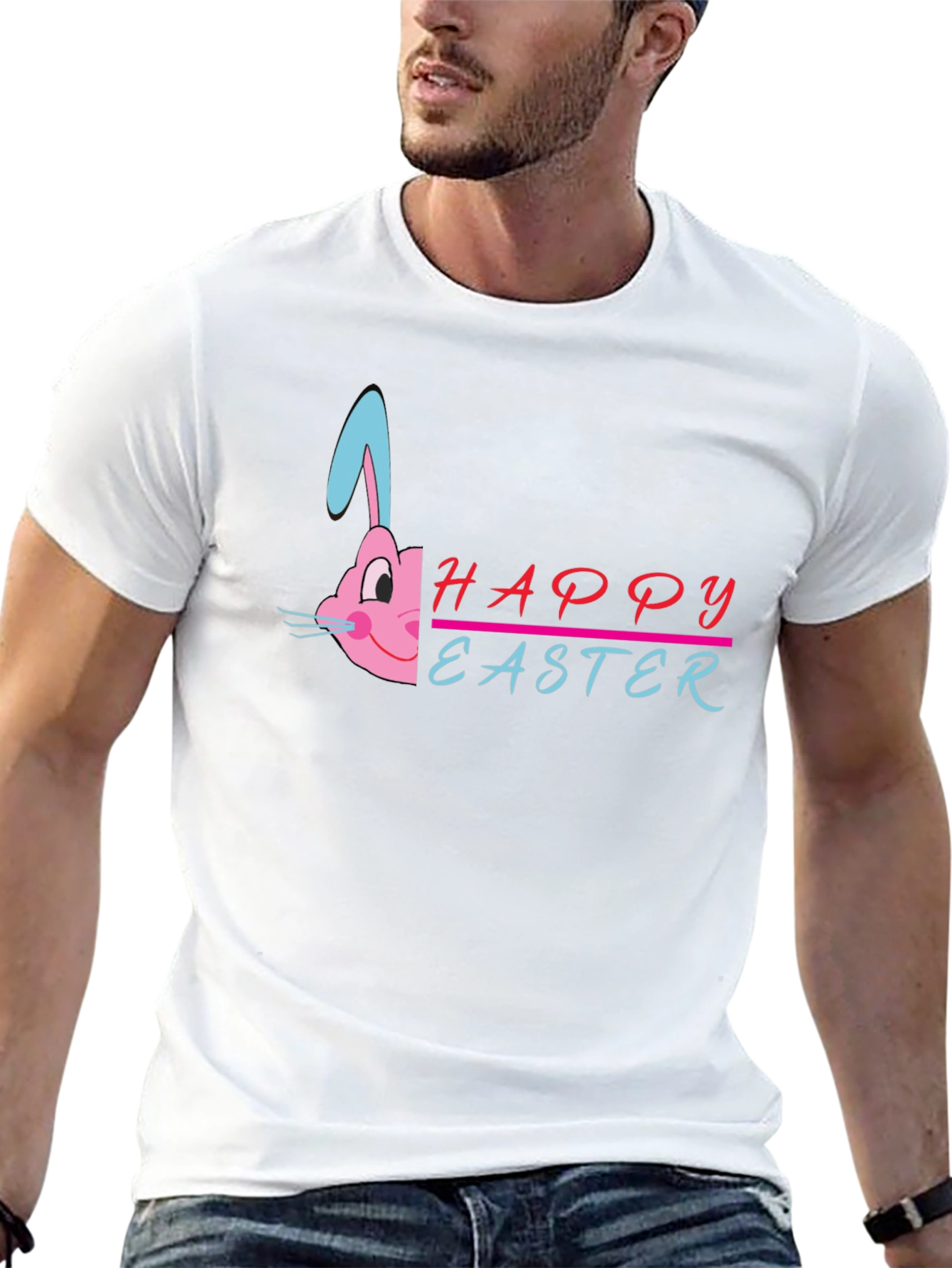 Happy Easter Bunny Graphic T-Shirt - Black