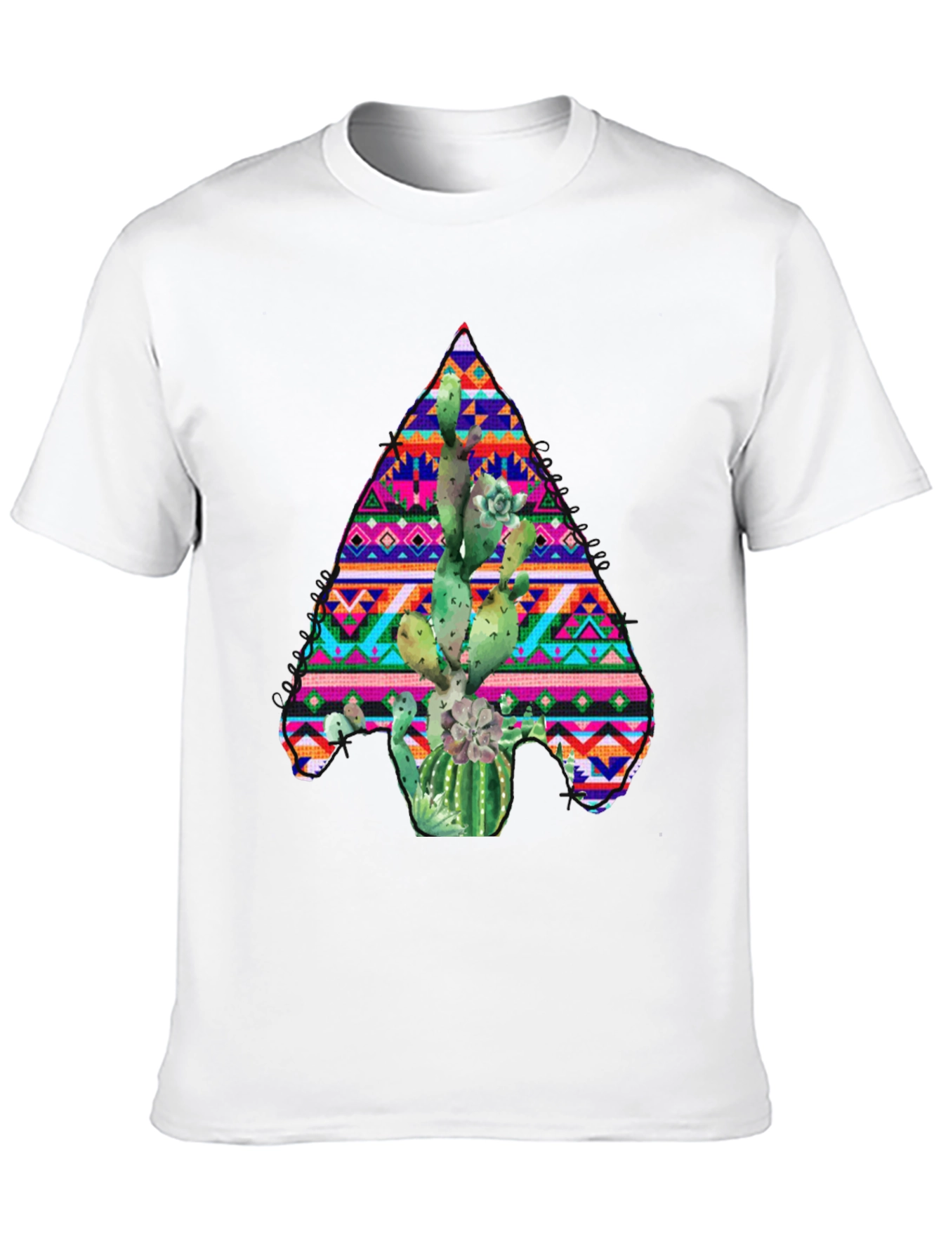 Cactus Aztec Print Black T-Shirt