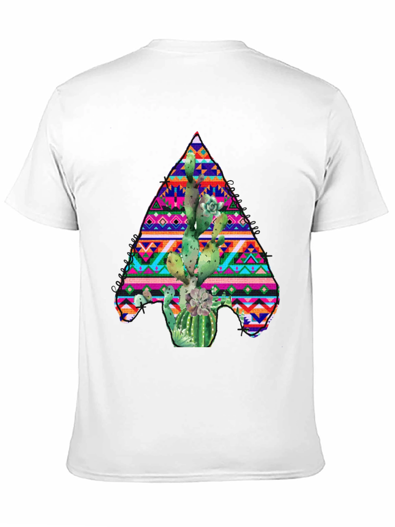 Cactus Aztec Print Black T-Shirt