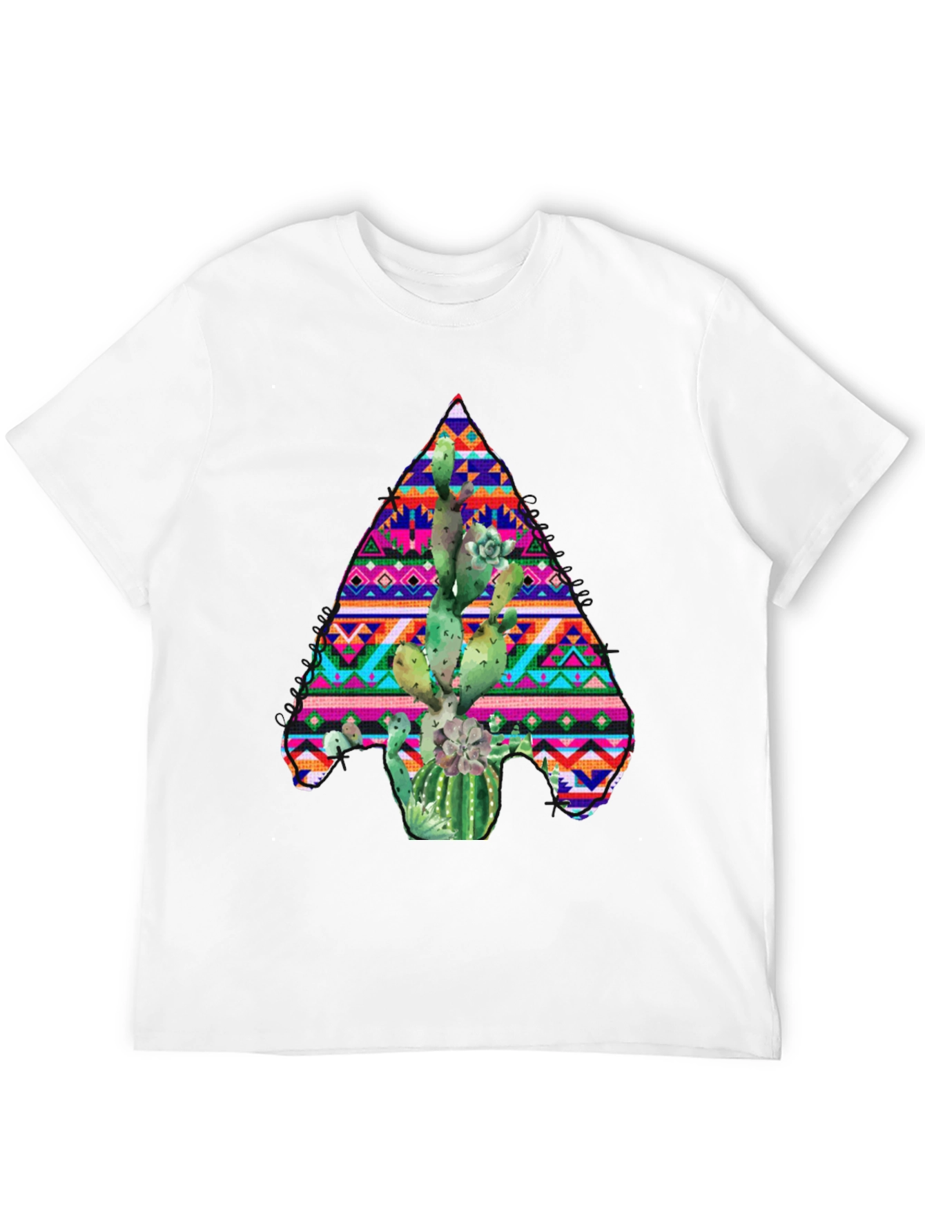 Cactus Aztec Print Black T-Shirt