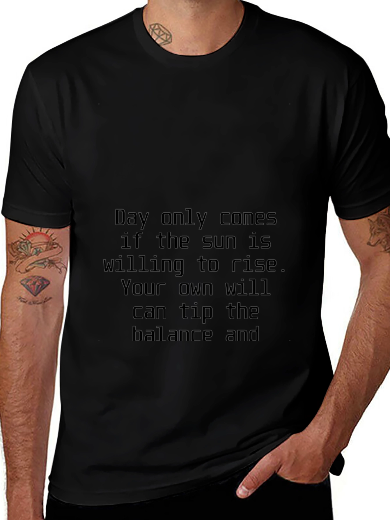Motivational Black T-Shirt - Rise and Balance
