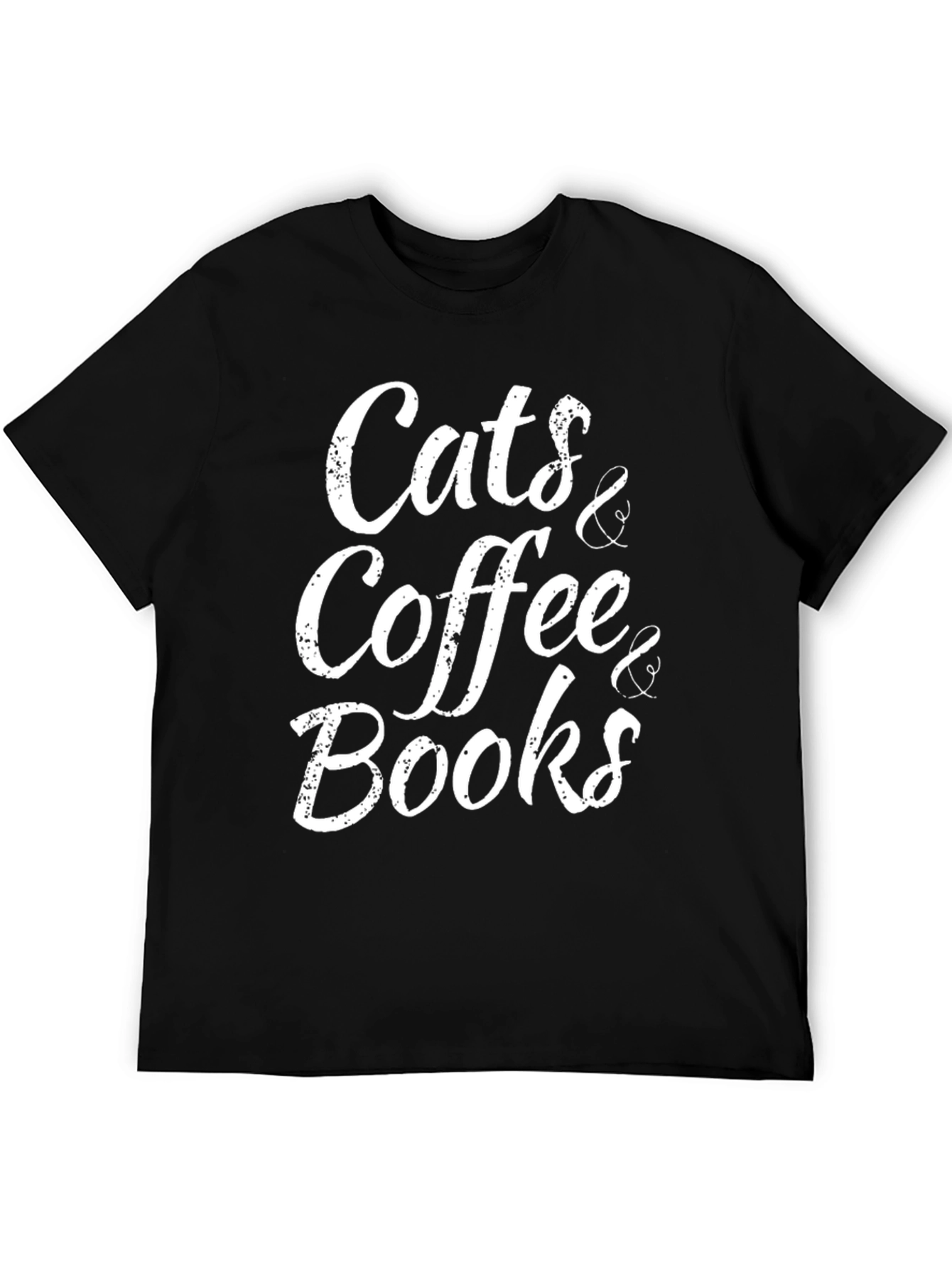 Cats Coffee Books Black T-Shirt