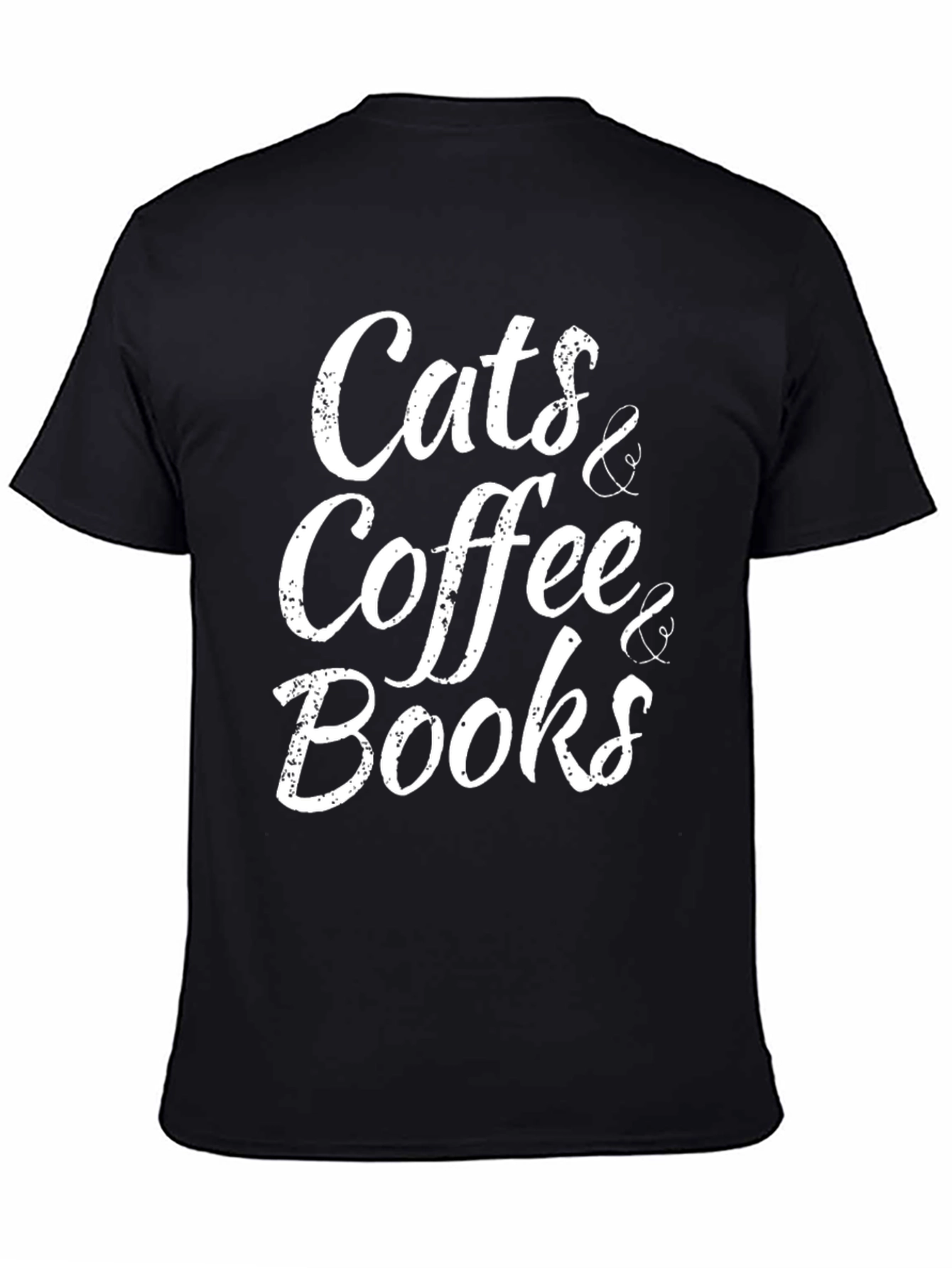 Cats Coffee Books Black T-Shirt