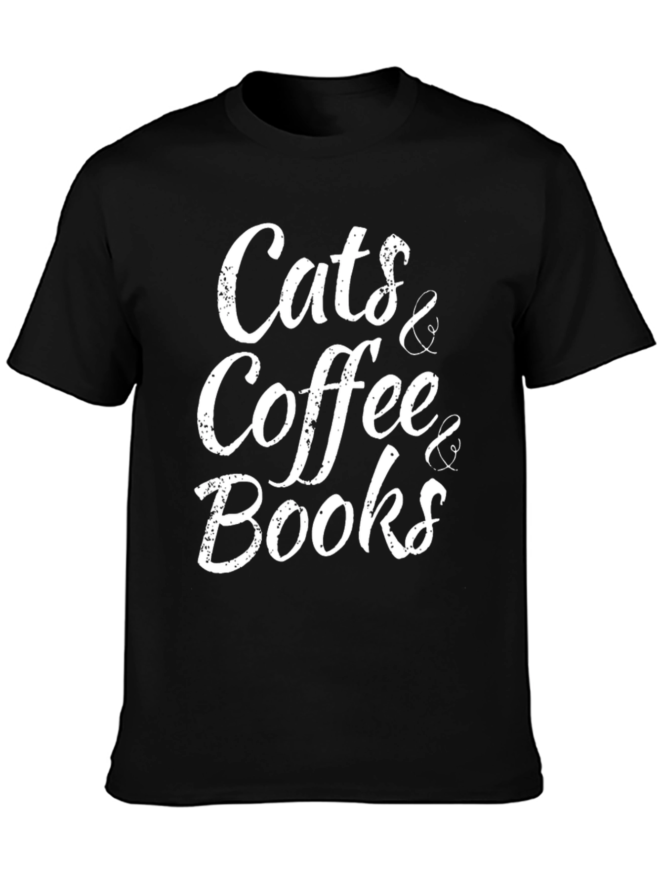 Cats Coffee Books Black T-Shirt
