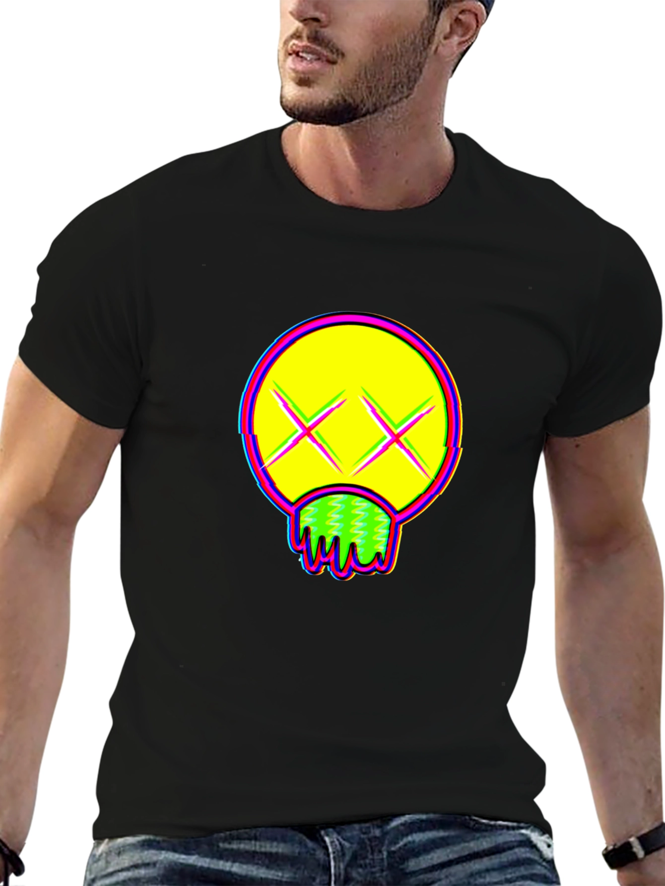 Vibrant Graphic Print Crew Neck T-Shirt