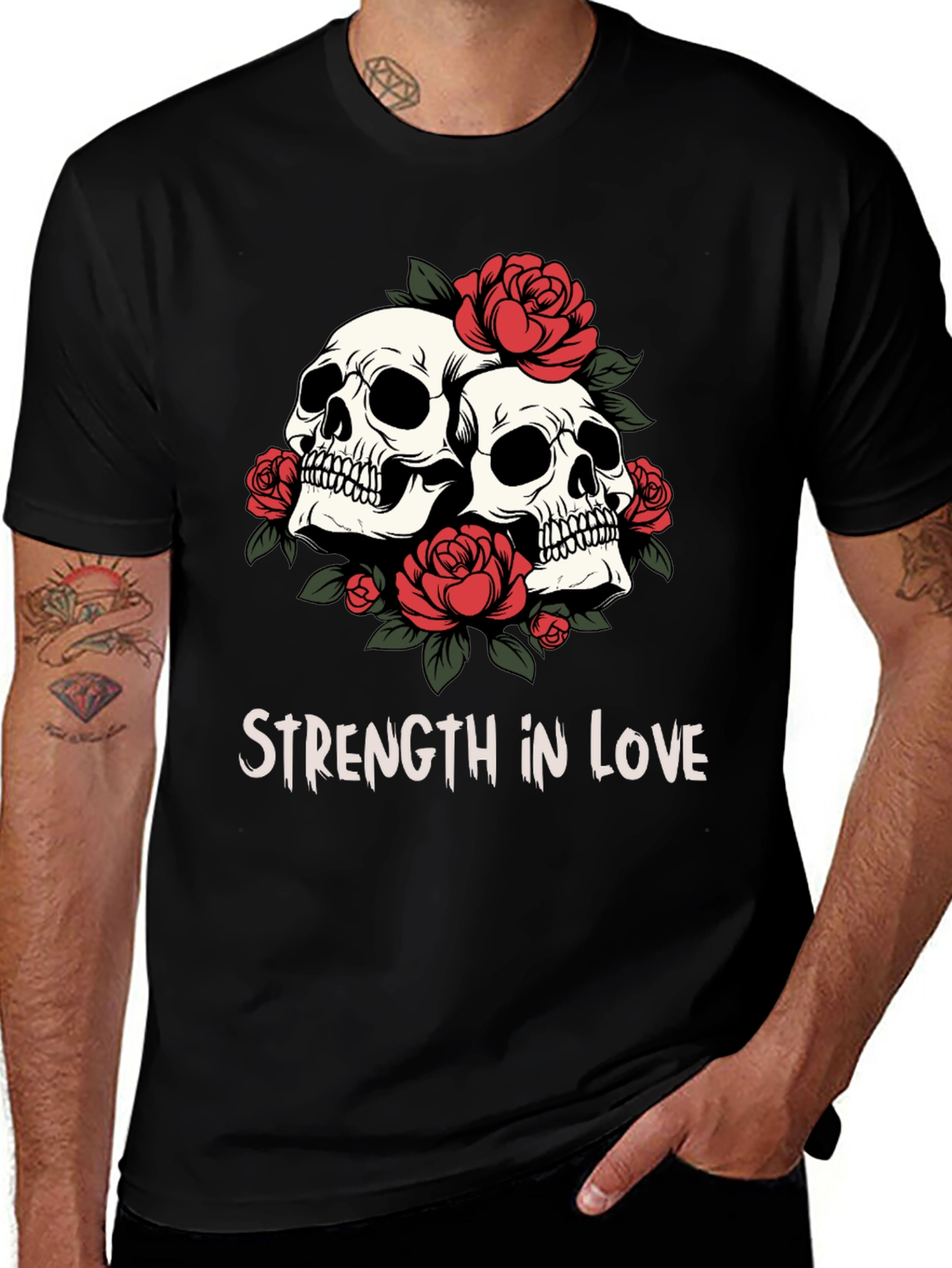 Skull & Roses Graphic Tee - Strength in Love