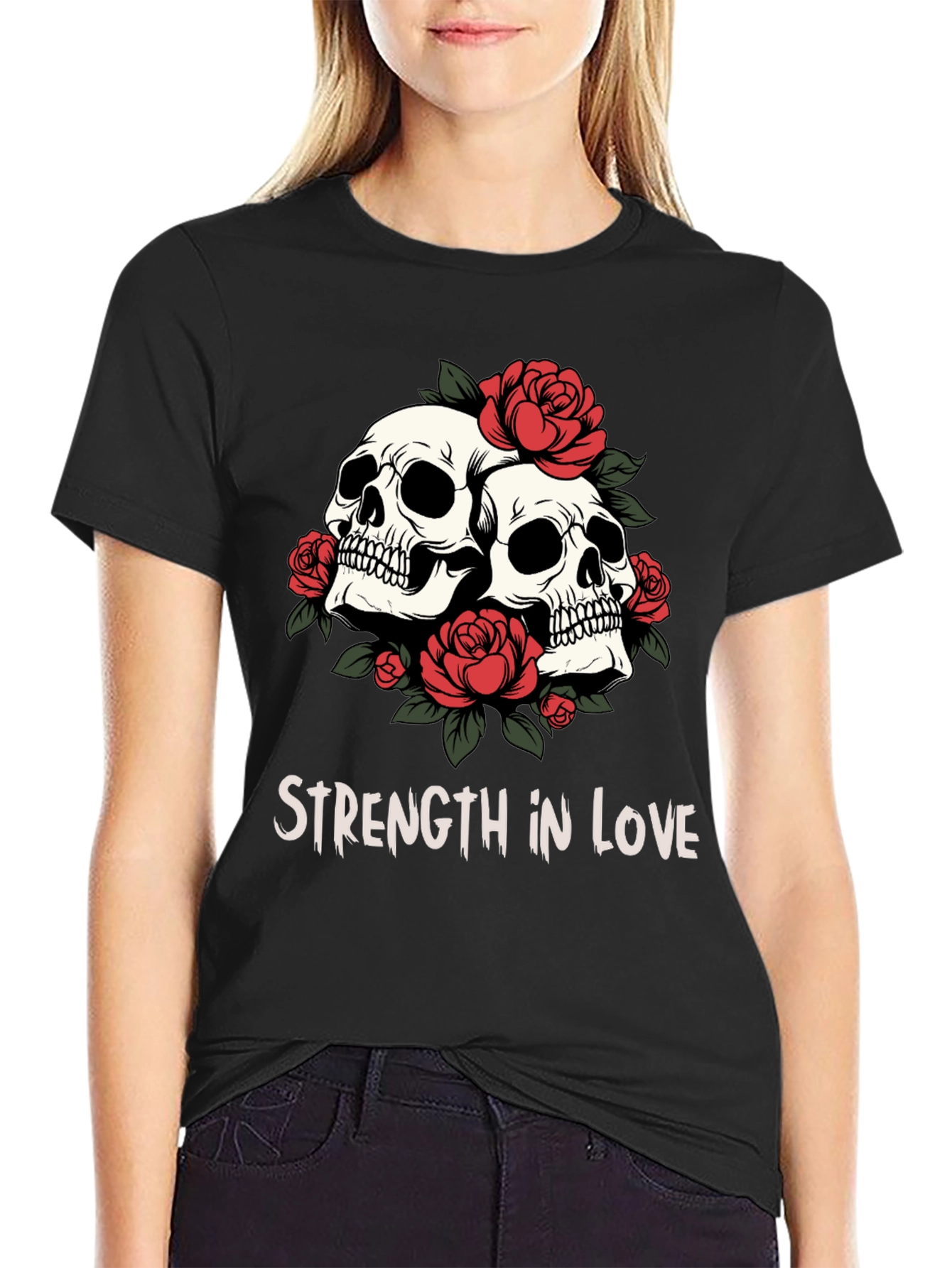 Skull & Roses Graphic Tee - Strength in Love
