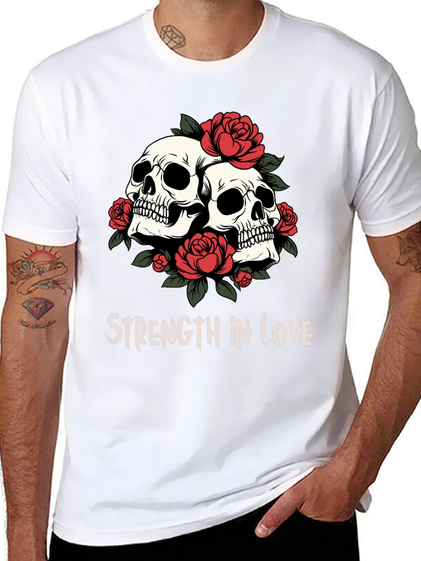 Skull & Roses Graphic Tee - Strength in Love