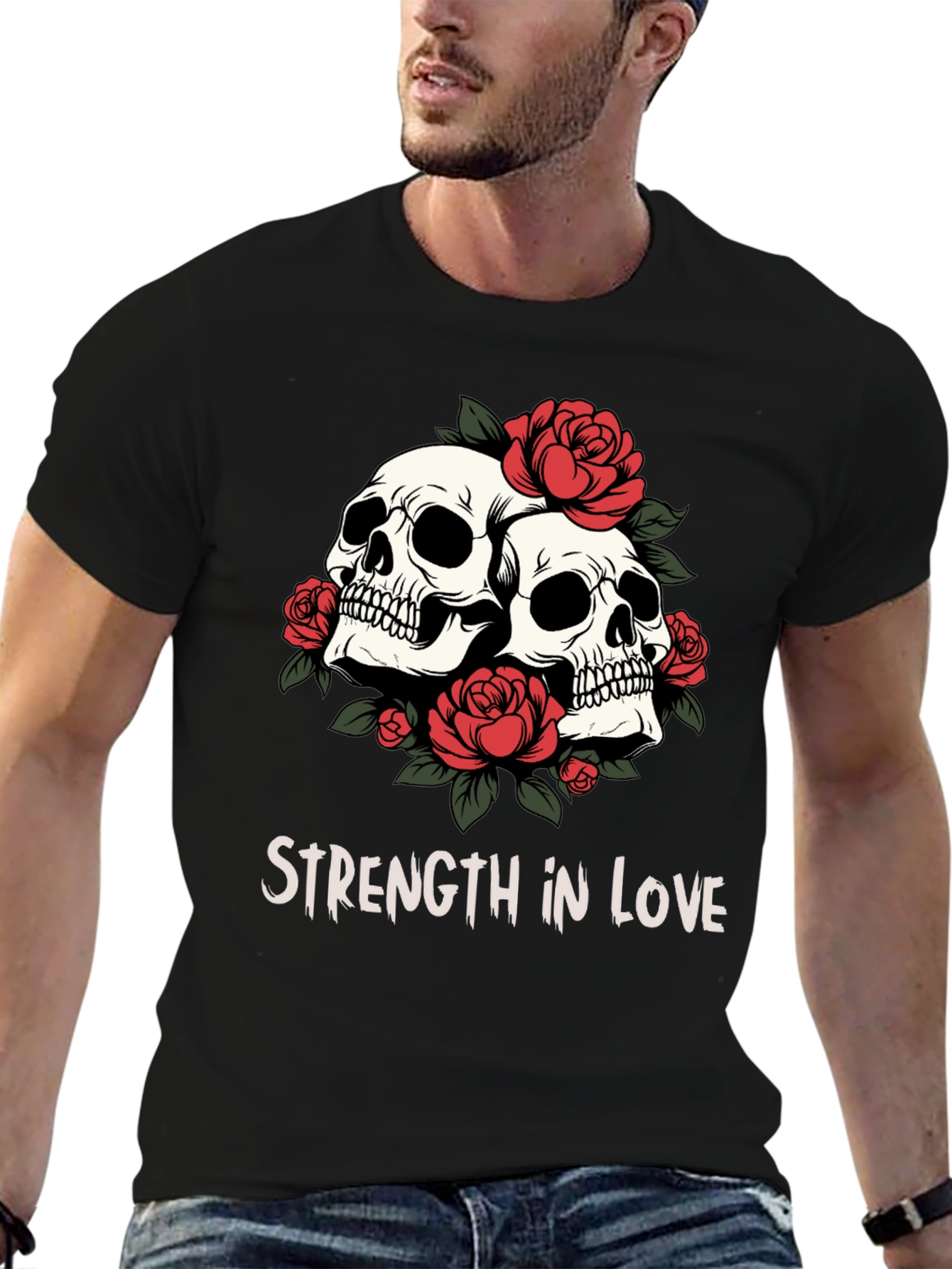 Skull & Roses Graphic Tee - Strength in Love