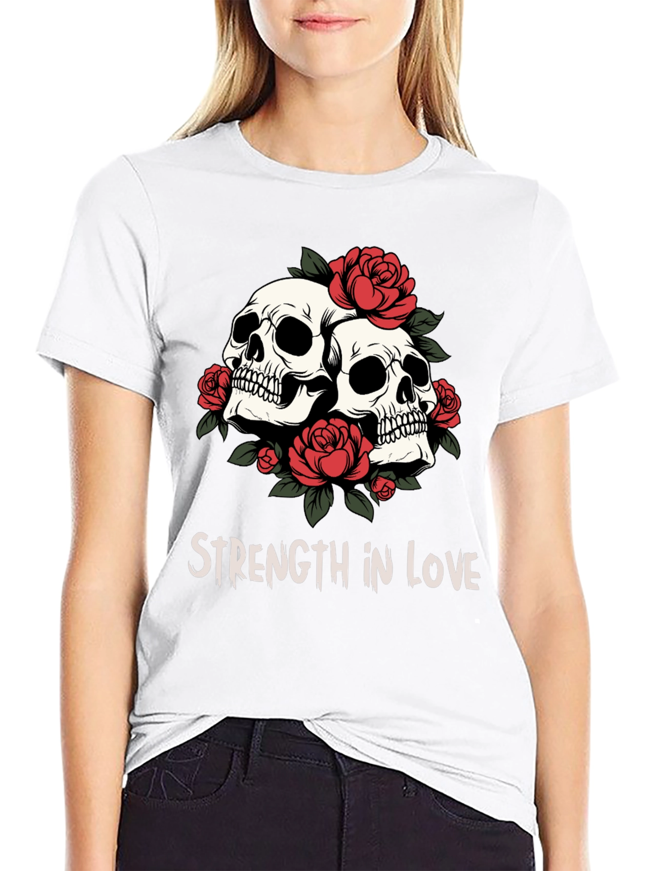 Skull & Roses Graphic Tee - Strength in Love
