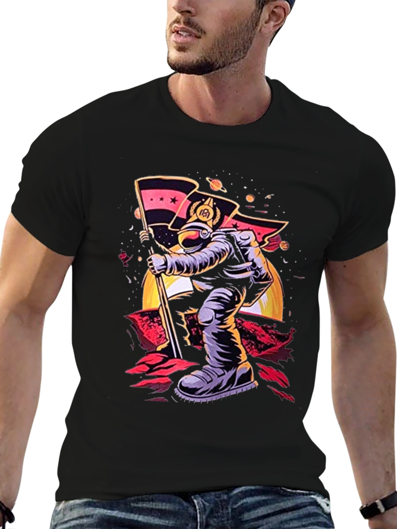 Astronaut Flag T-Shirt - Space Explorer Tee