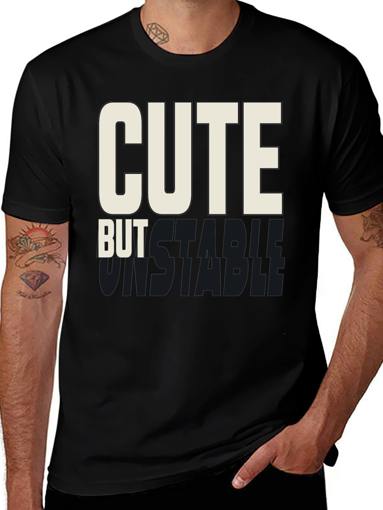 Cute But Unstable Graphic Tee - Black Cotton T-Shirt