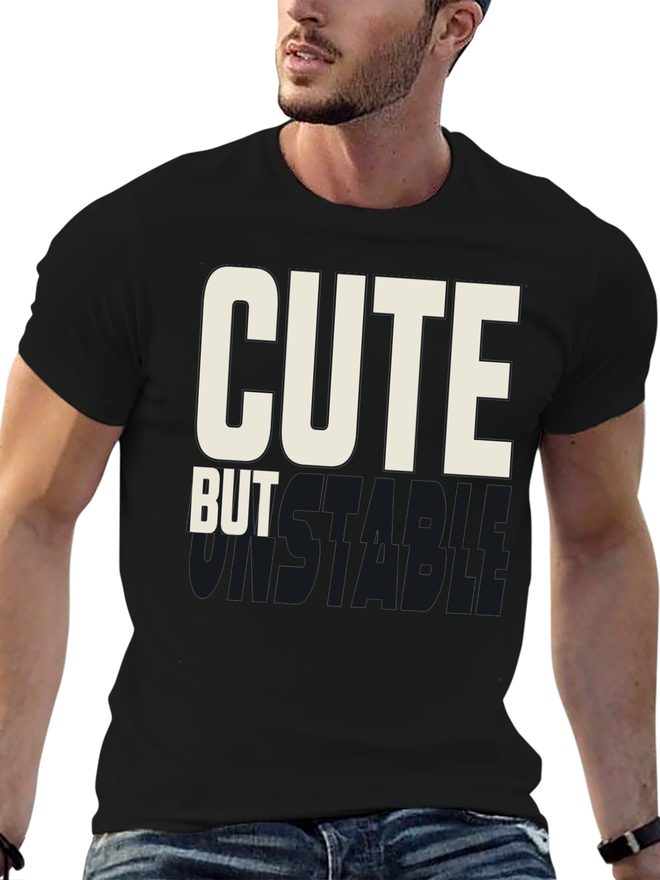 Cute But Unstable Graphic Tee - Black Cotton T-Shirt