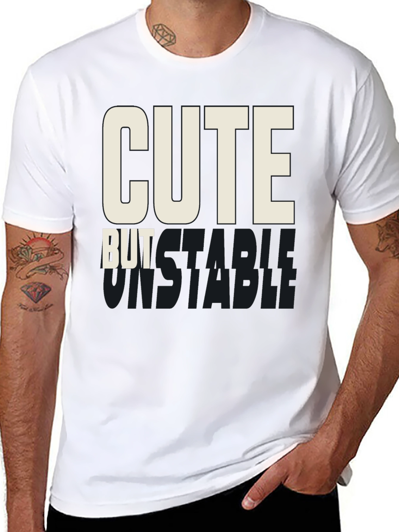 Cute But Unstable Graphic Tee - Black Cotton T-Shirt