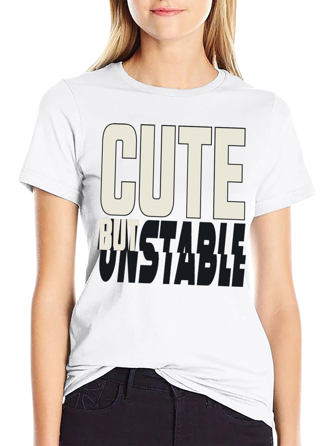 Cute But Unstable Graphic Tee - Black Cotton T-Shirt