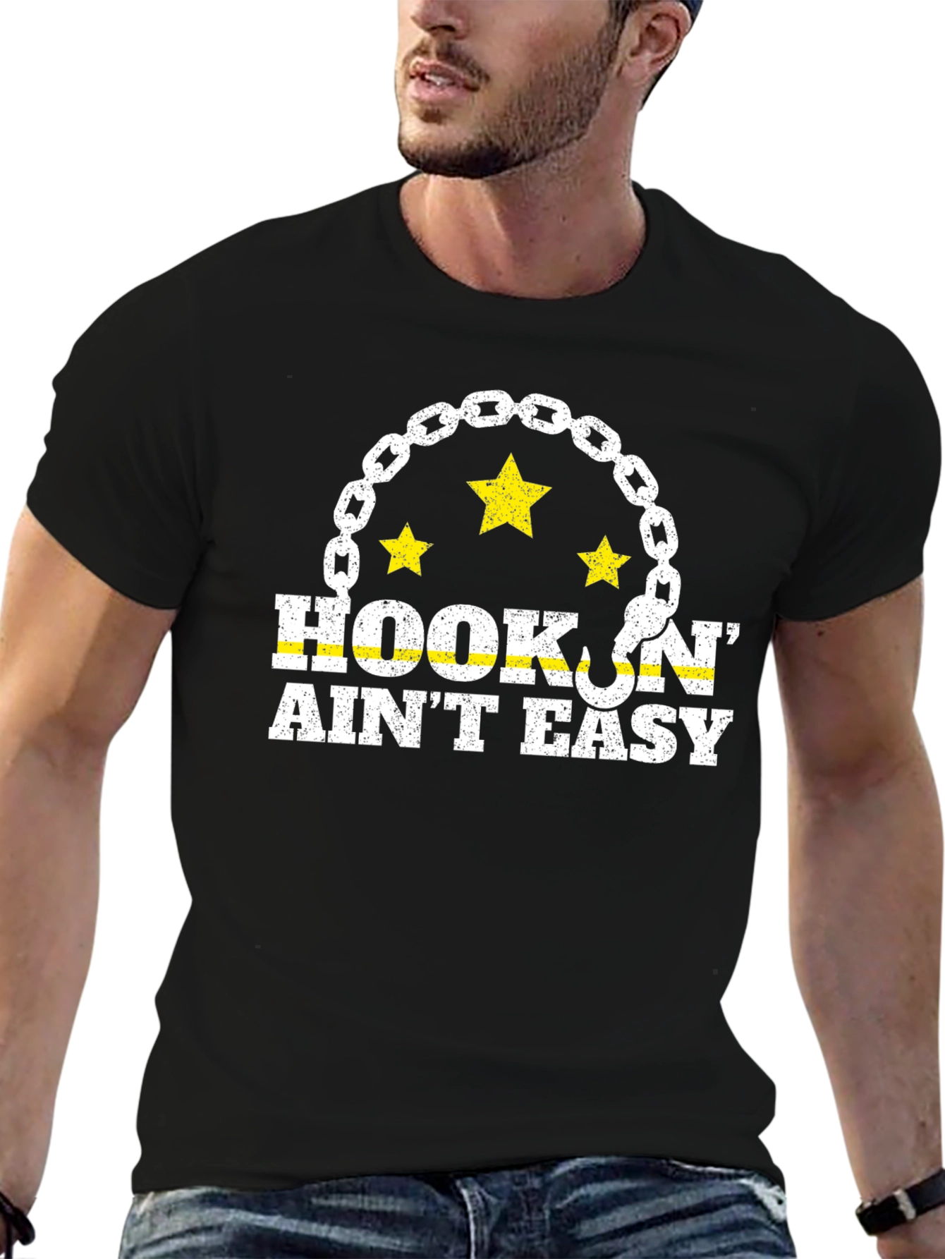 Hookin Aint Easy Black Graphic Tee