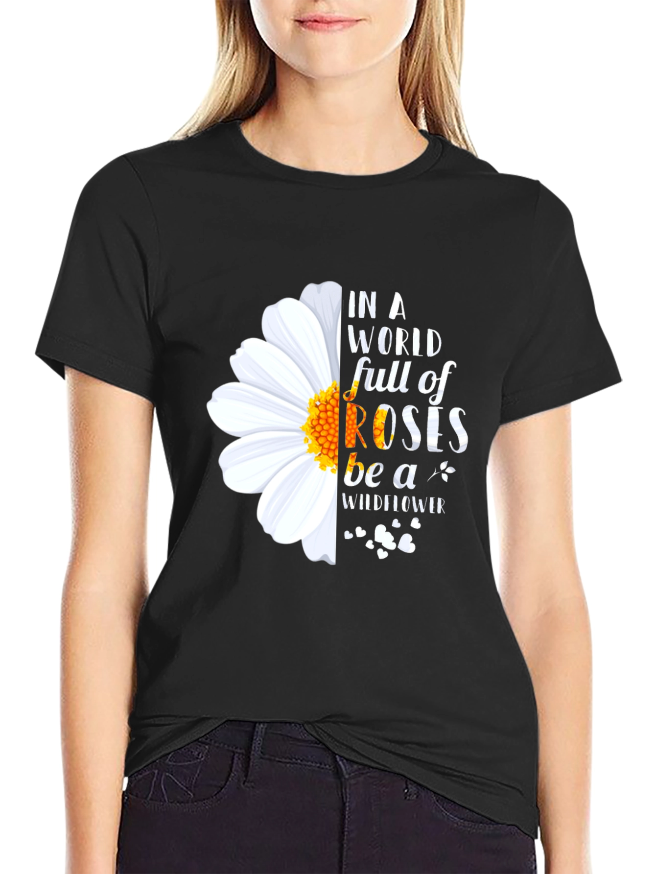 Wildflower Graphic Print Black T-Shirt