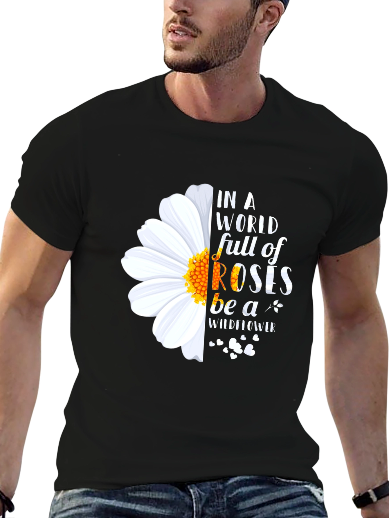 Wildflower Graphic Print Black T-Shirt