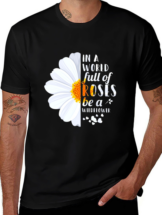 Wildflower Graphic Print Black T-Shirt