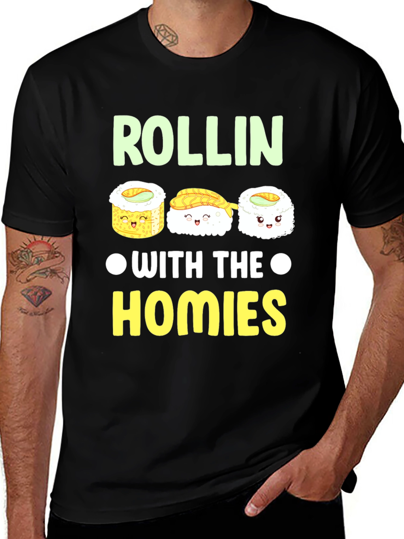 Rollin With The Homies Sushi Graphic T-Shirt