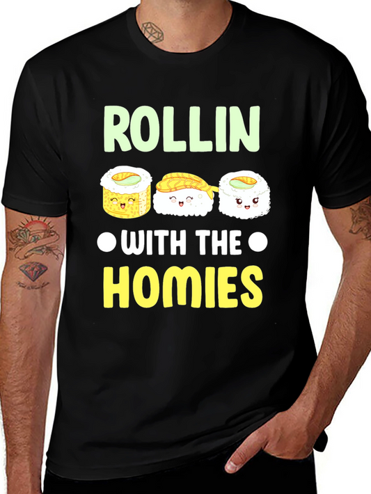 Rollin With The Homies Sushi Graphic T-Shirt