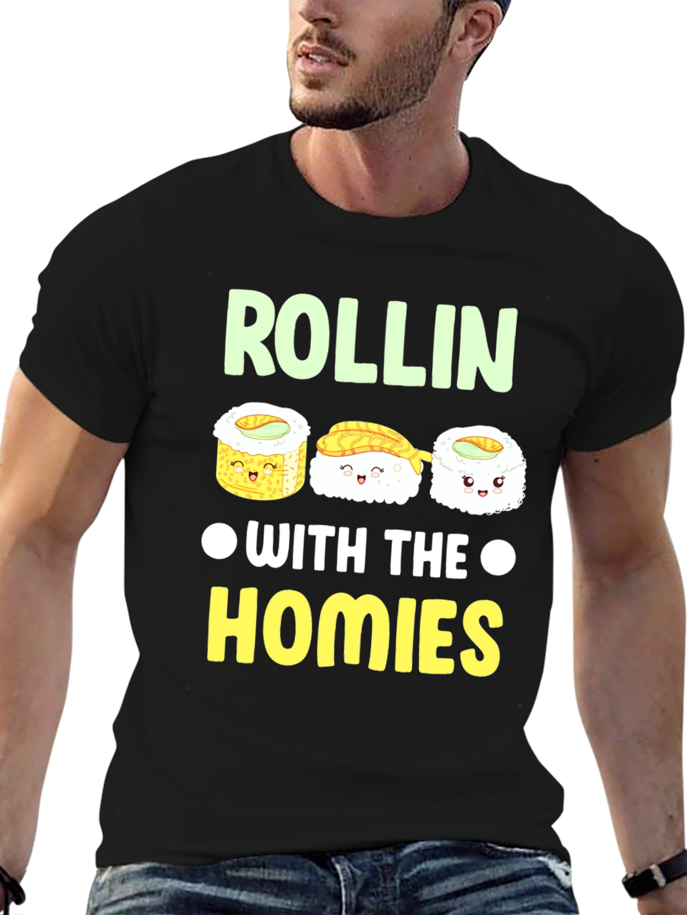 Rollin With The Homies Sushi Graphic T-Shirt