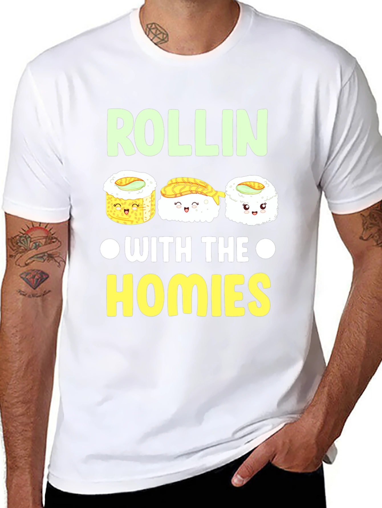 Rollin With The Homies Sushi Graphic T-Shirt