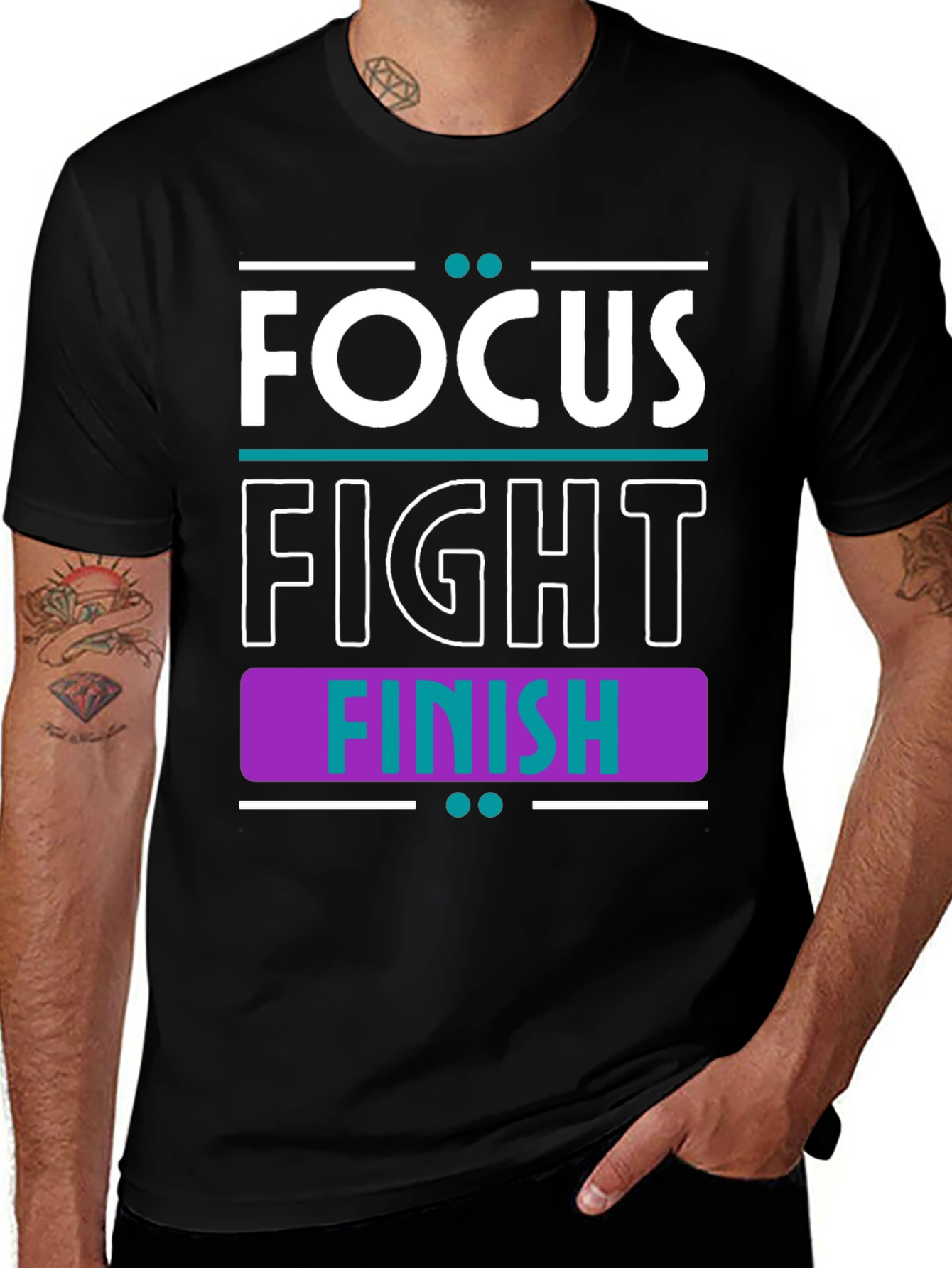 Focus Fight Finish Motivational Graphic Tee