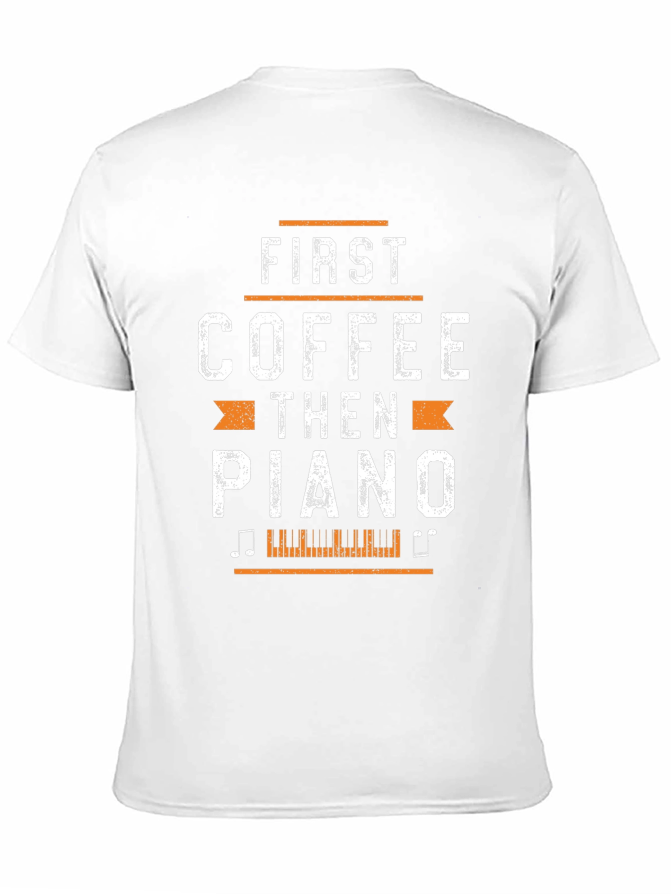 First Coffee Then Piano Black Graphic T-Shirt