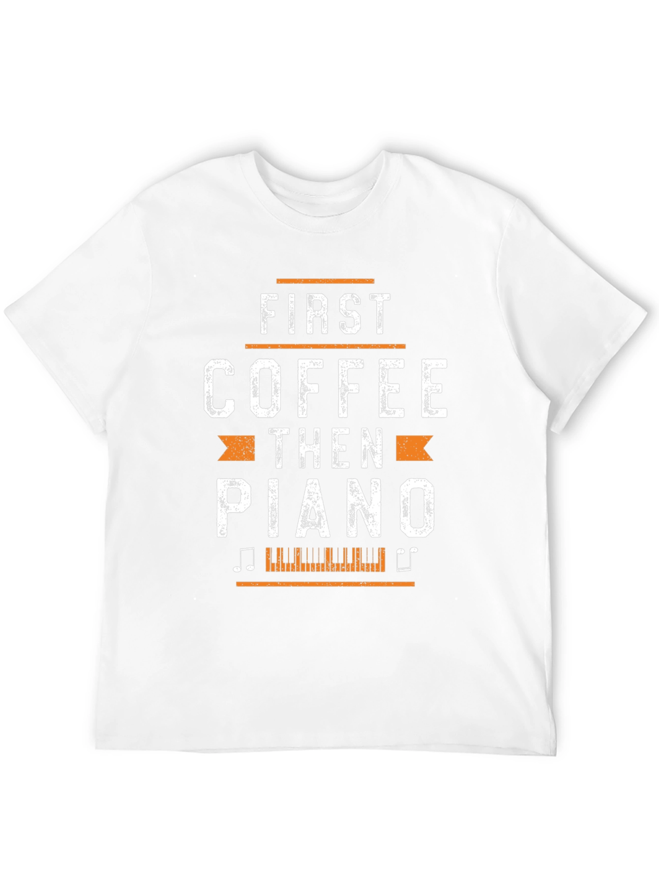 First Coffee Then Piano Black Graphic T-Shirt