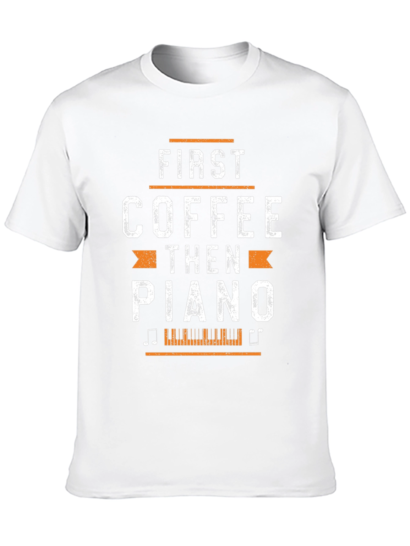 First Coffee Then Piano Black Graphic T-Shirt