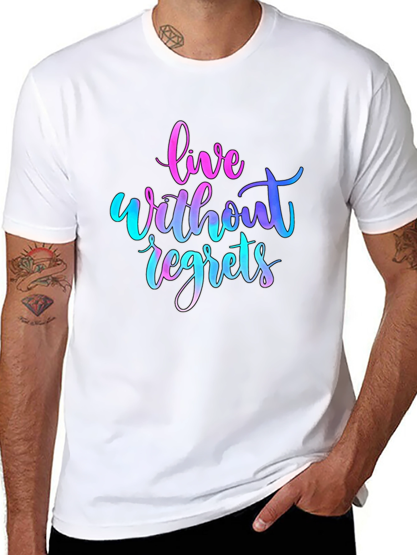 Live Without Regrets Graphic Tee - Black