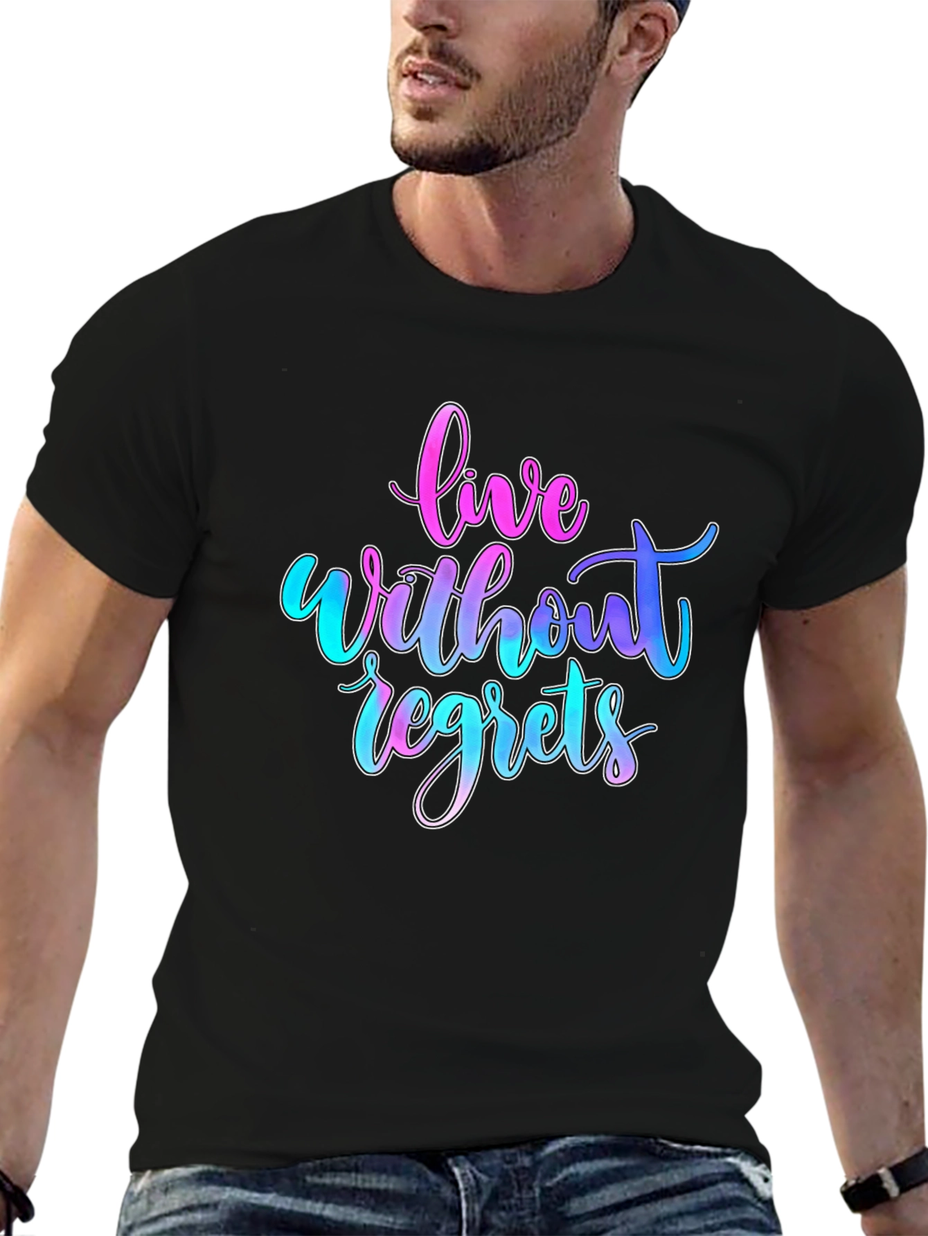 Live Without Regrets Graphic Tee - Black