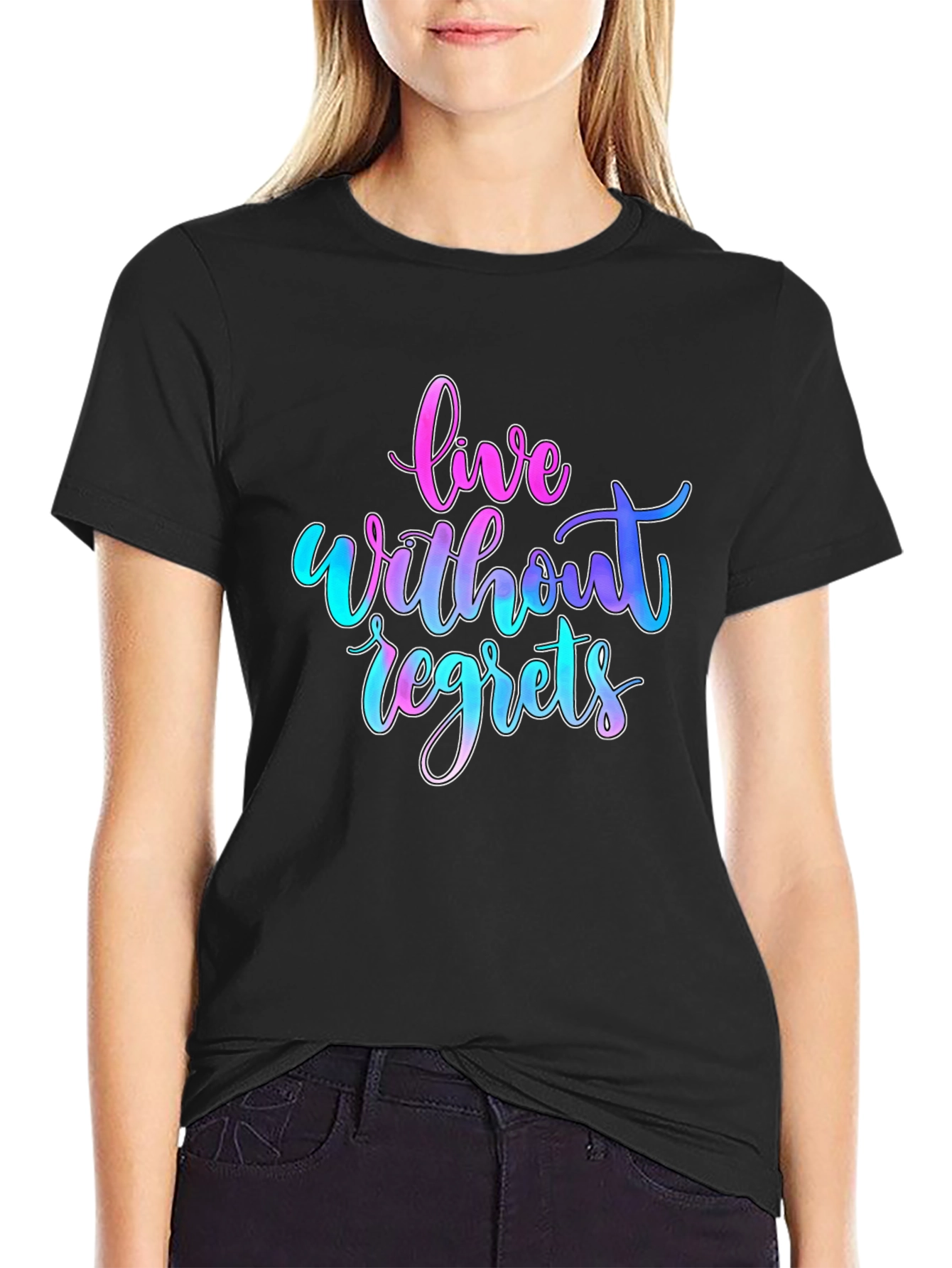 Live Without Regrets Graphic Tee - Black