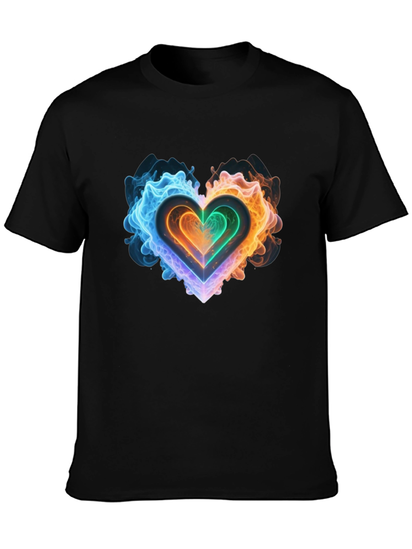 Fiery Heart Graphic Black T-Shirt
