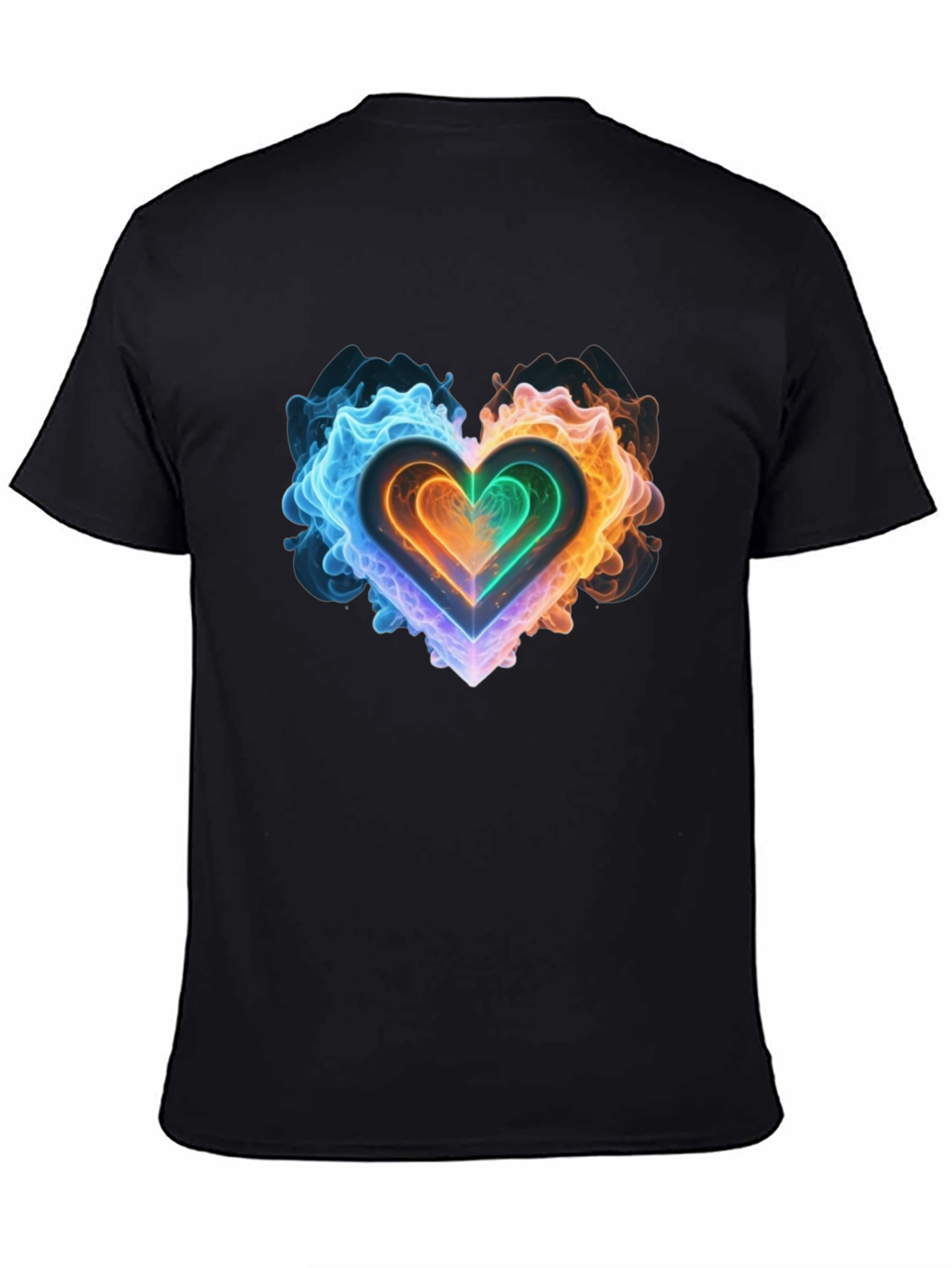 Fiery Heart Graphic Black T-Shirt