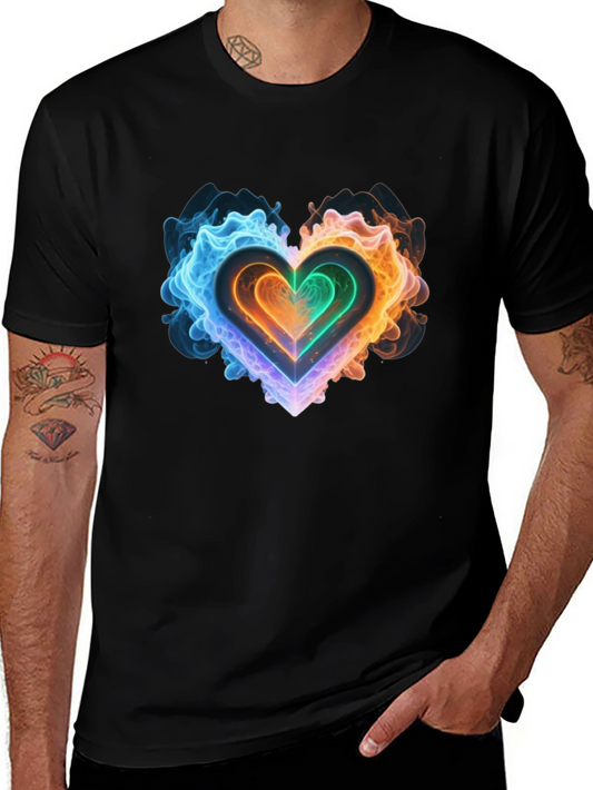 Fiery Heart Graphic Black T-Shirt