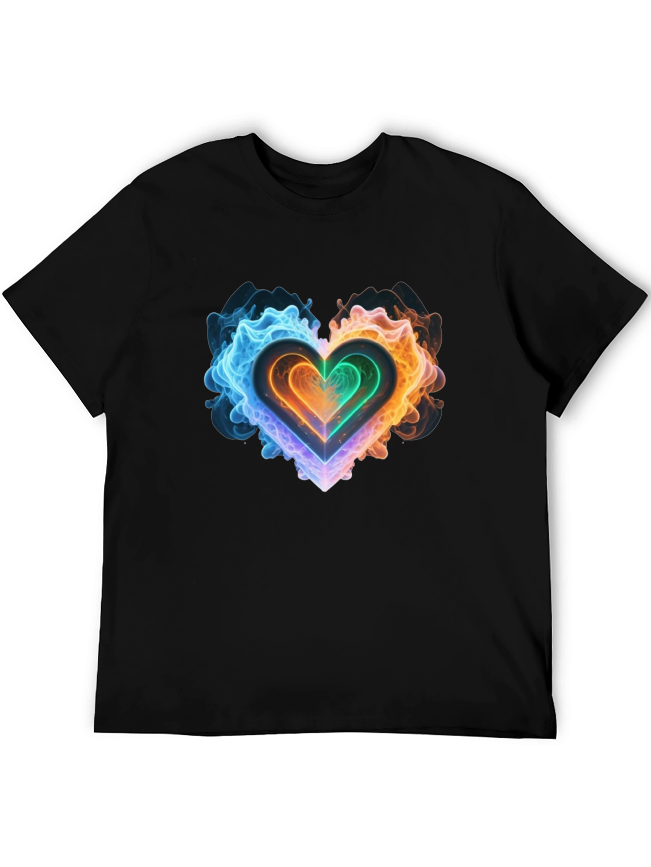 Fiery Heart Graphic Black T-Shirt
